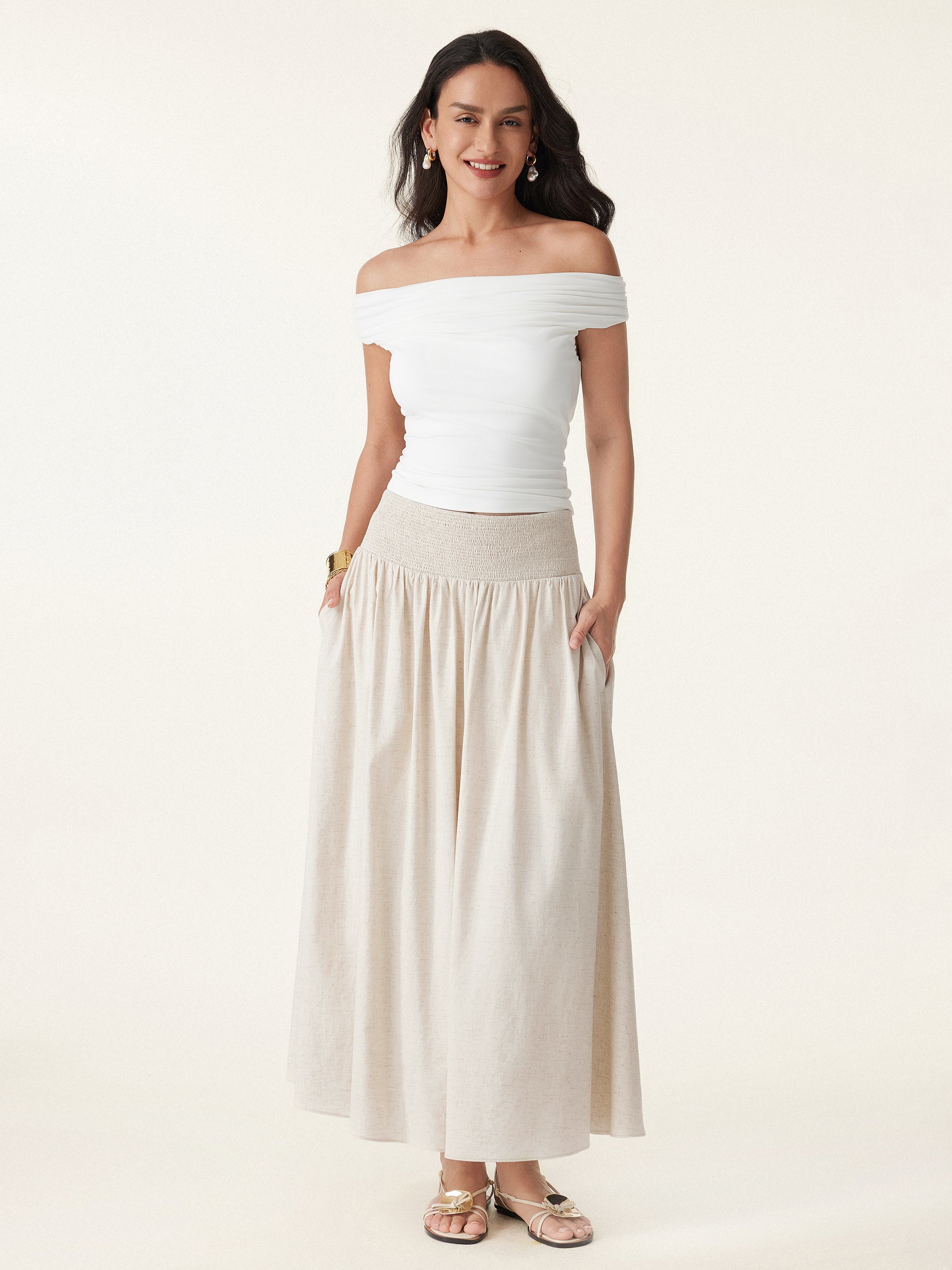 Ruched Off-shoulder New Airy Brami Top