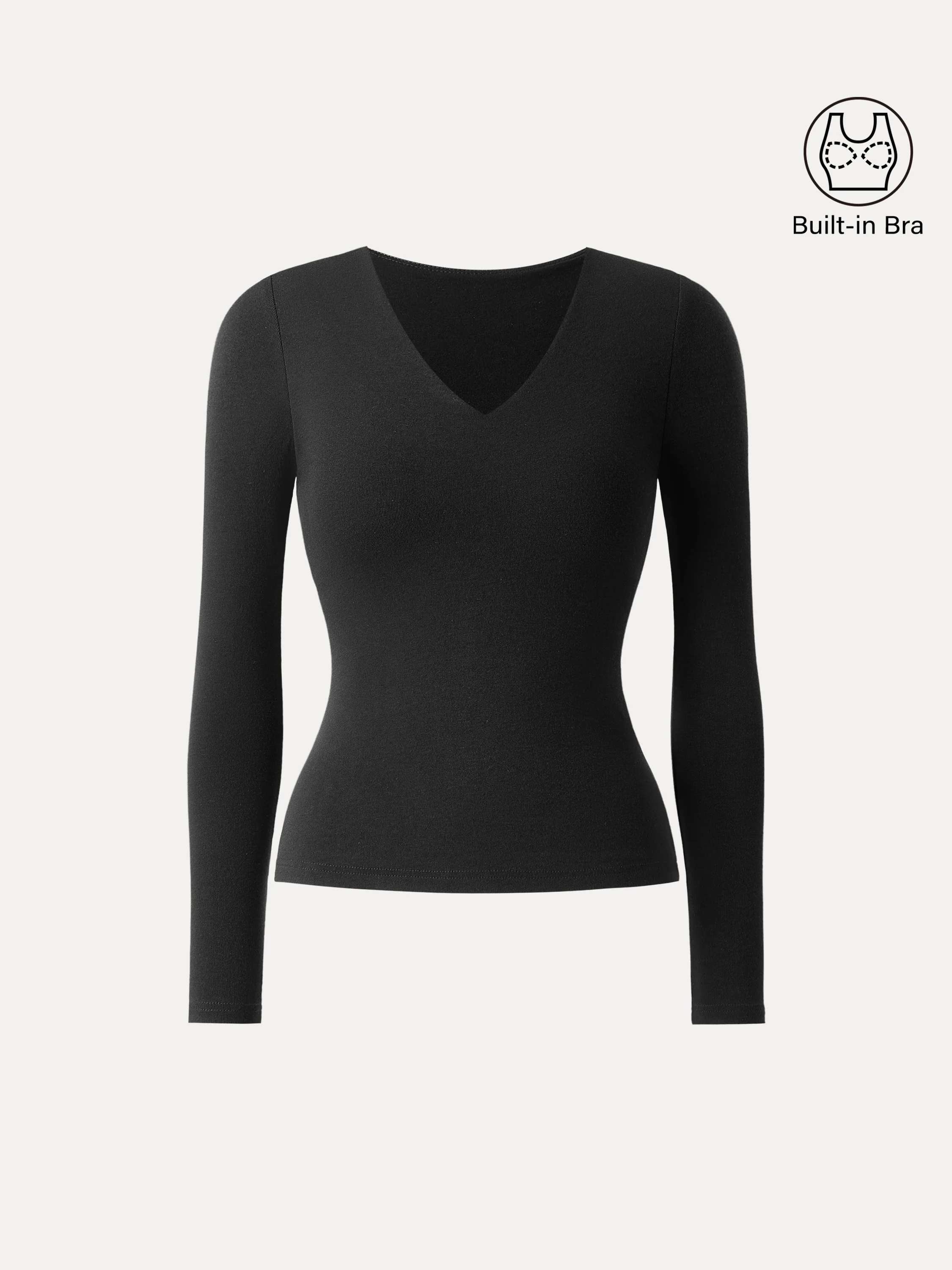 Stretchable Cotton V-Neck Long-Sleeve Brami Top