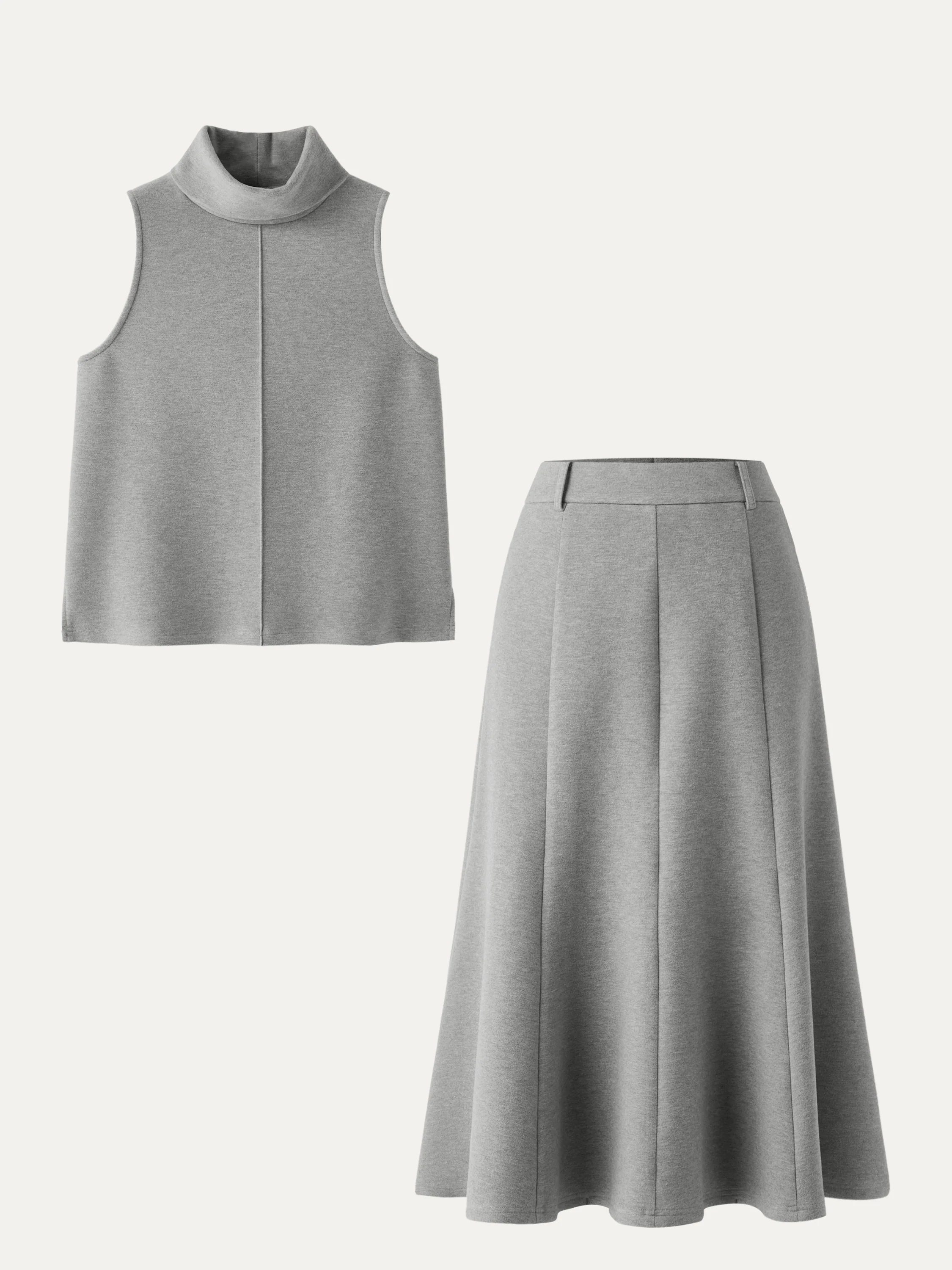 2-Piece Set Split Hem Top and High-Waisted Midi Skirt