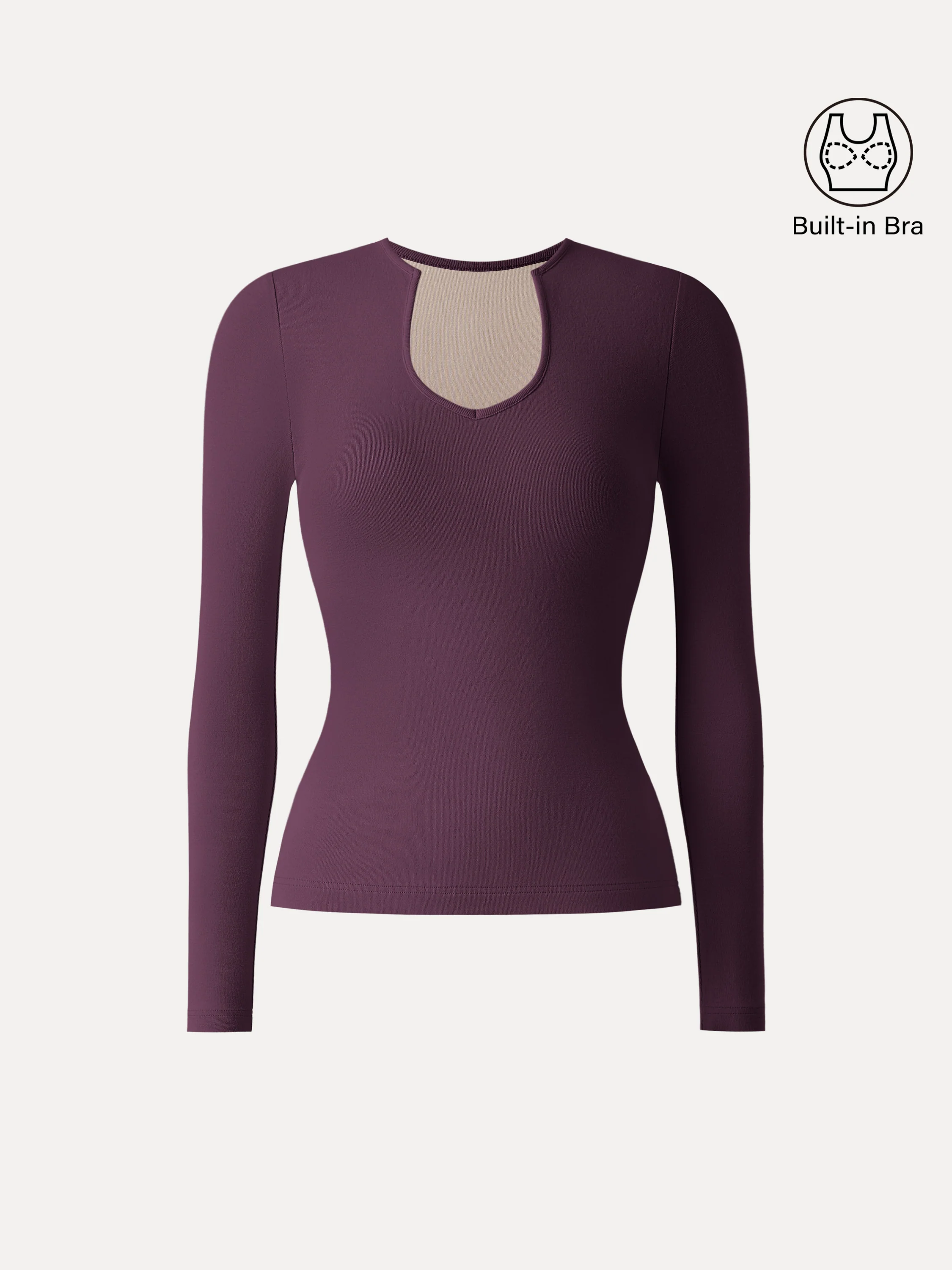 Light Warm Curved V-Neck Long Sleeve Brami Top