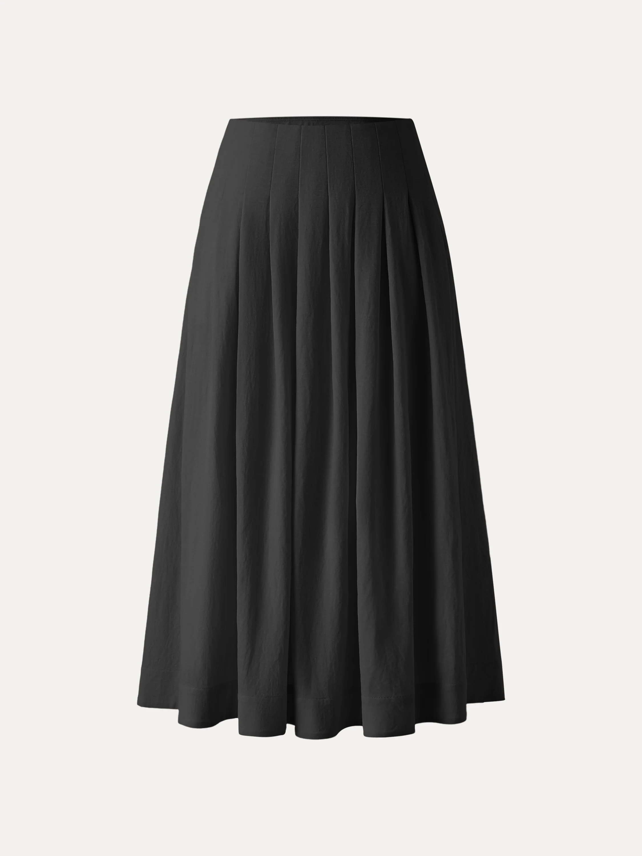 Wrinkle-resistant Cotton-linen Mid-rise Pleated Midi Skirt