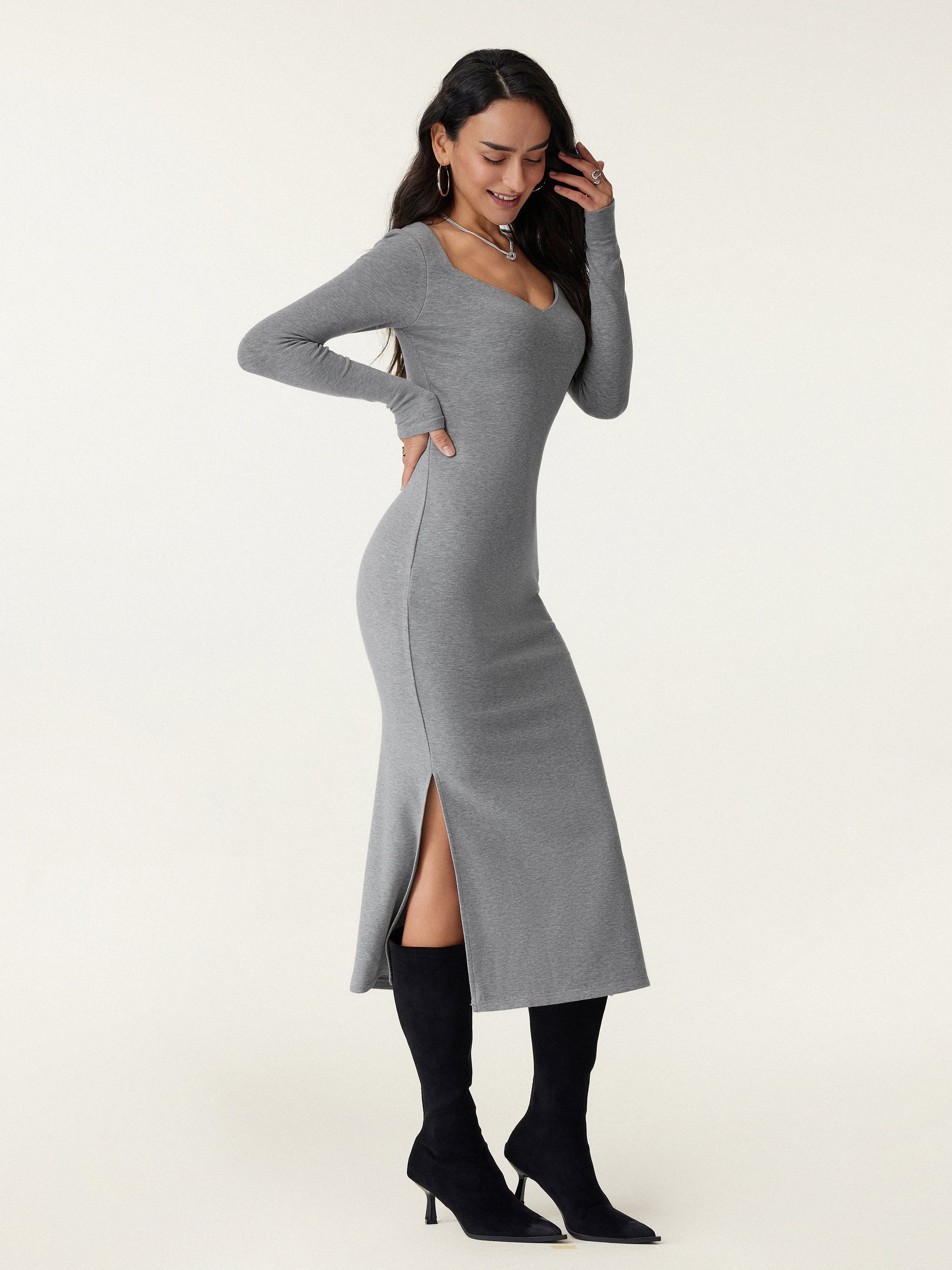 Sweetheart Neckline Midi Dress