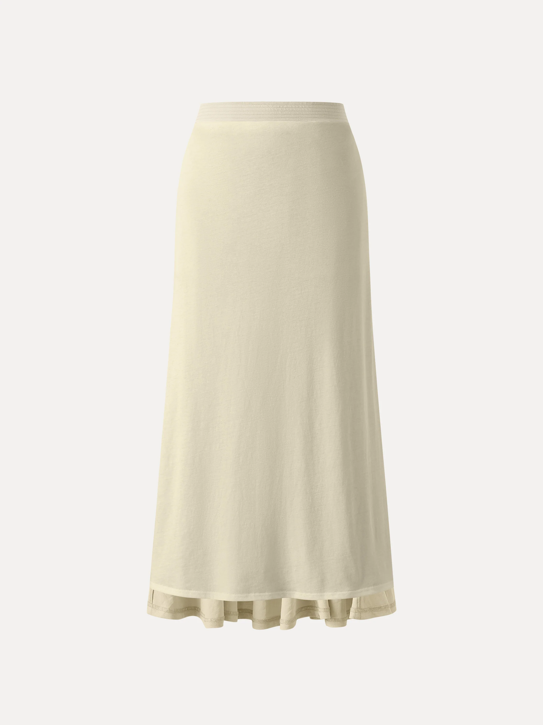 Wrinkle-resistant Cotton Linen Pull-on Midi Skirt