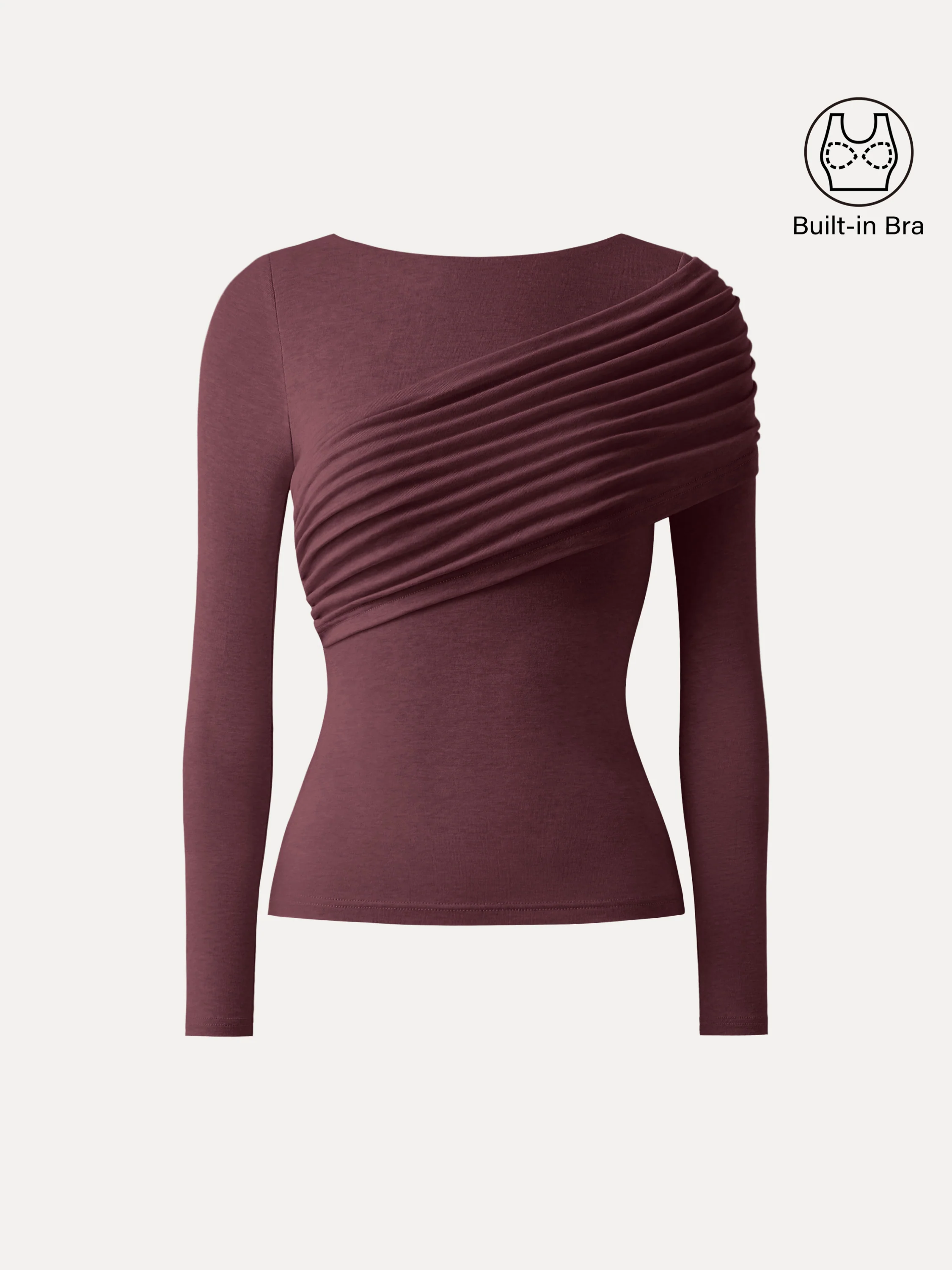 Tencel Wool Gathered Long Sleeve Crop Top