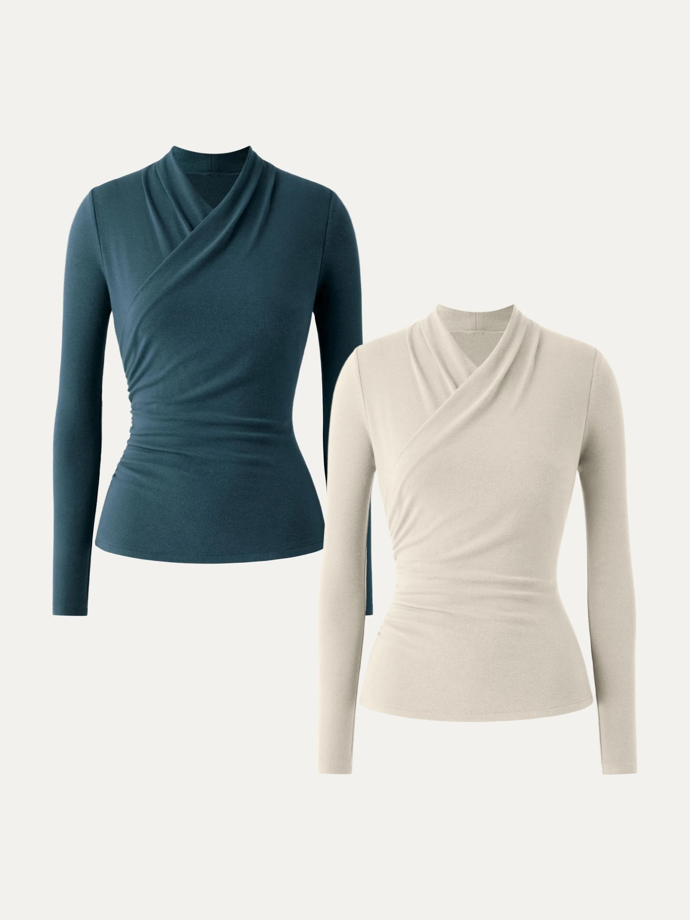2-Piece Set Wrap Long-Sleeve Top
