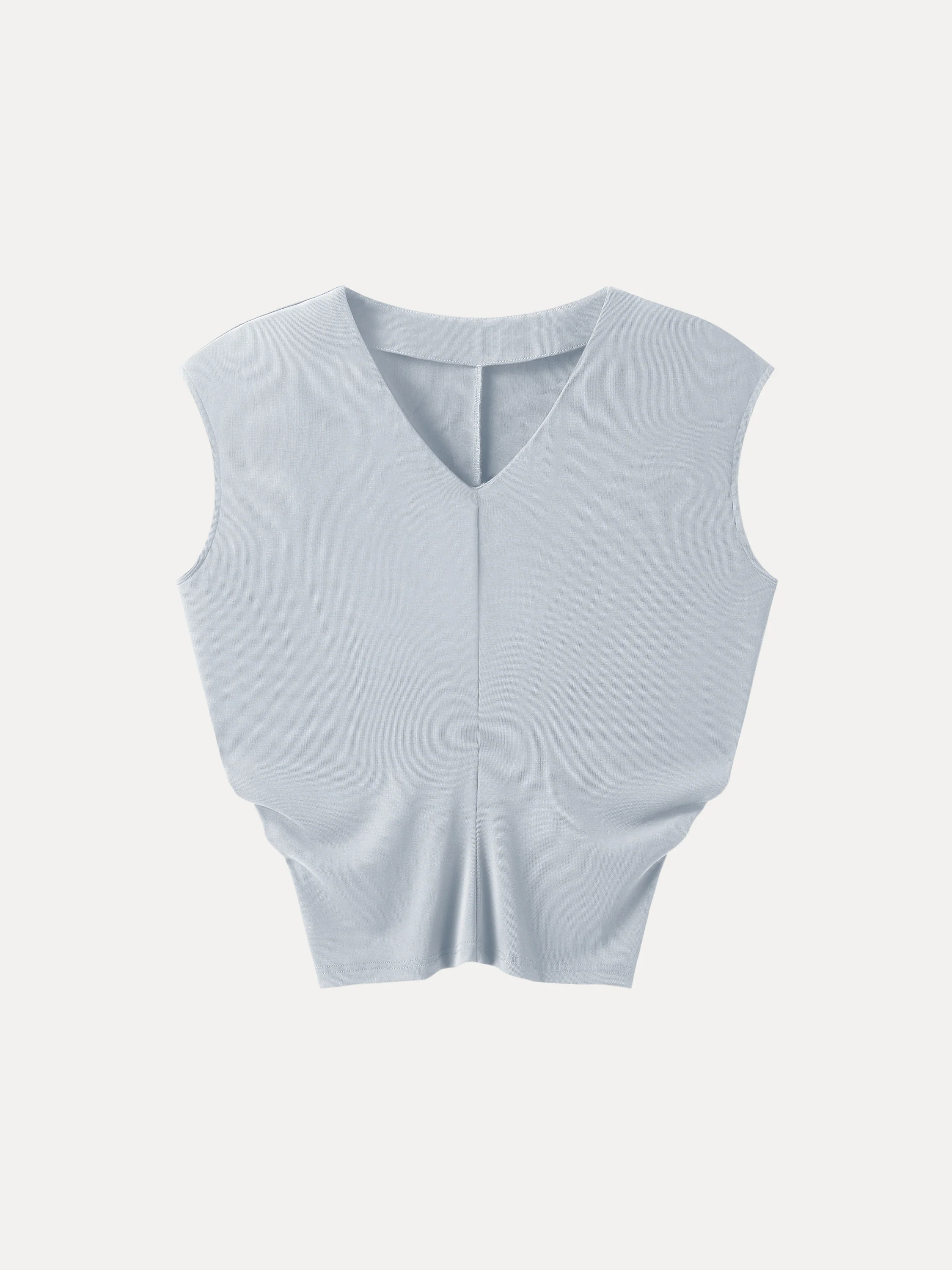 Sandwashed V-neck Cap Sleeve Top