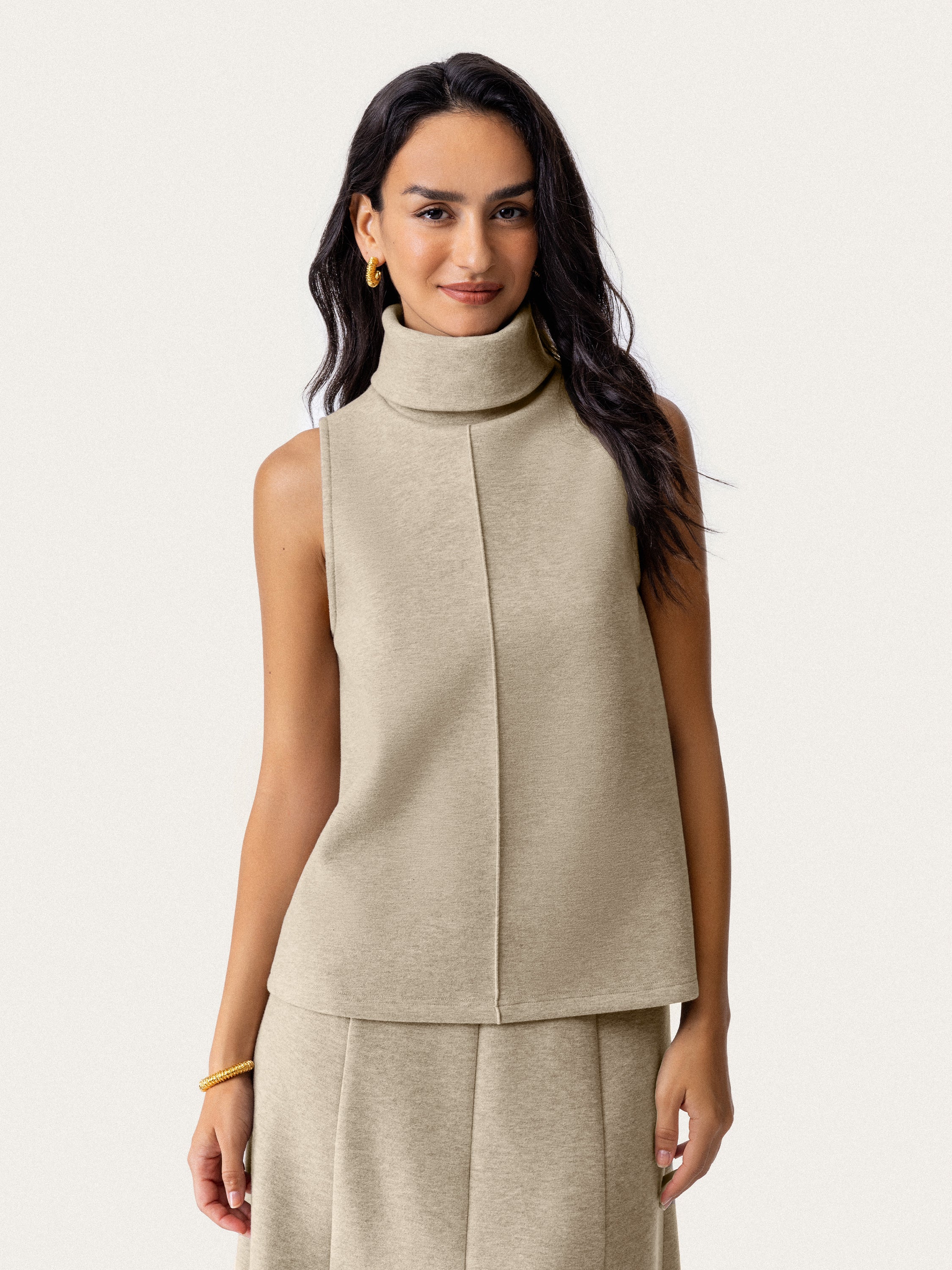 Turtleneck Split-Hem Top