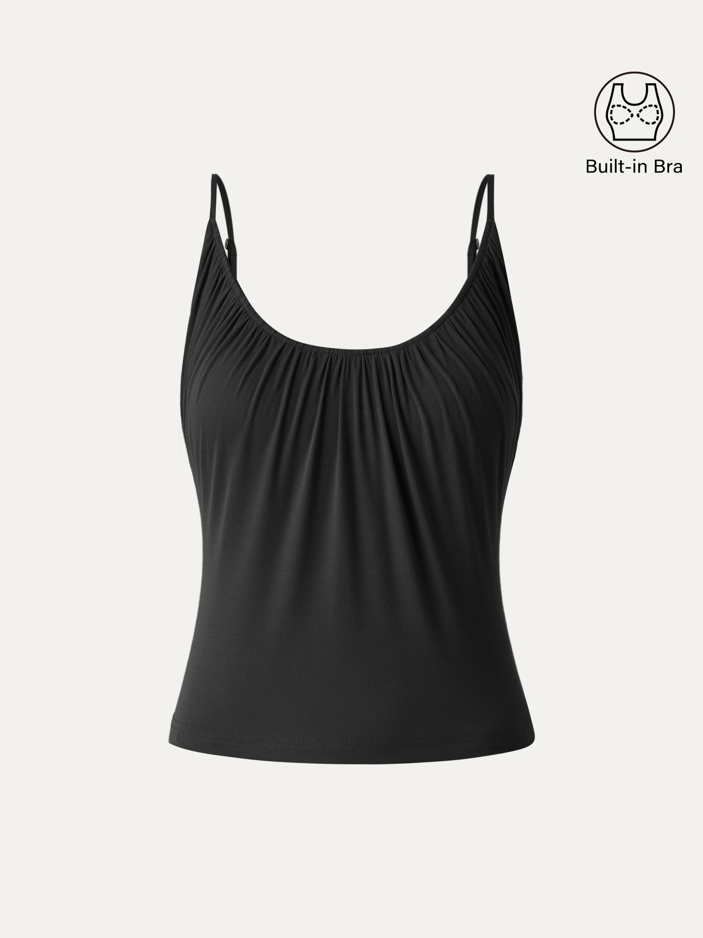 Scoop Neck Gathered Spaghetti Brami Top