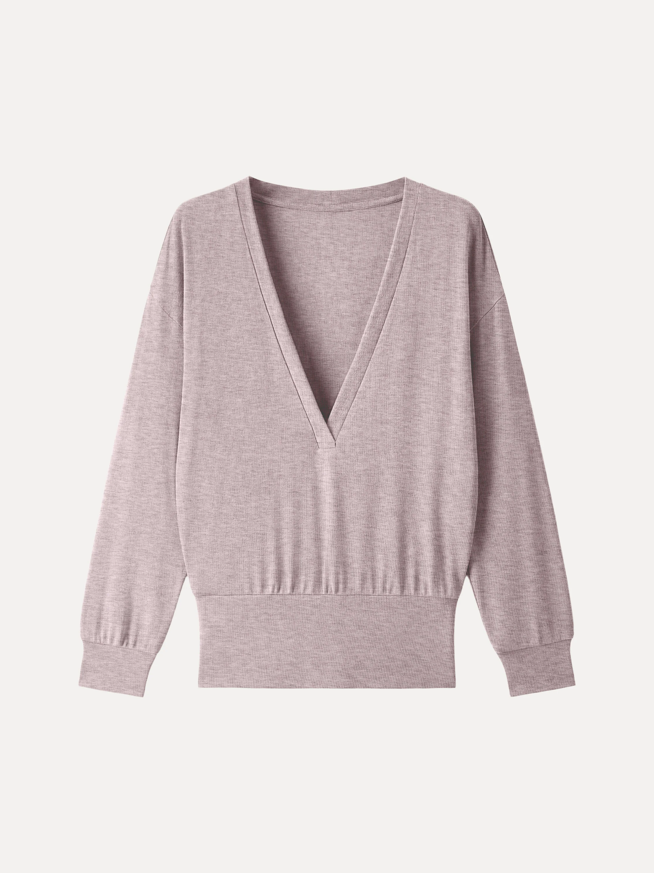 Lyocell Cashmere V-neck Drop-Shoulder Top