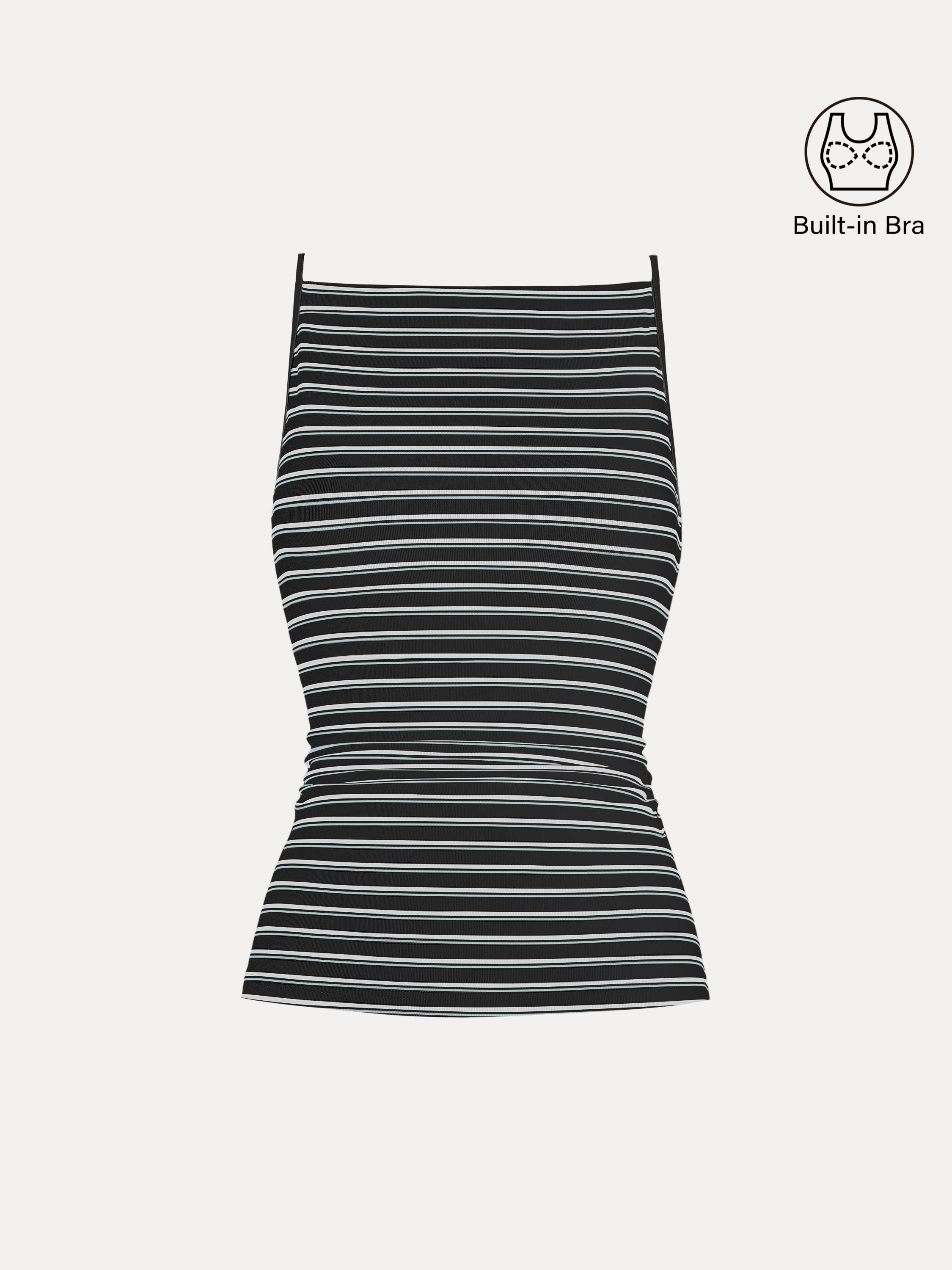 Striped Side-Ruched Spaghetti Airy Bra