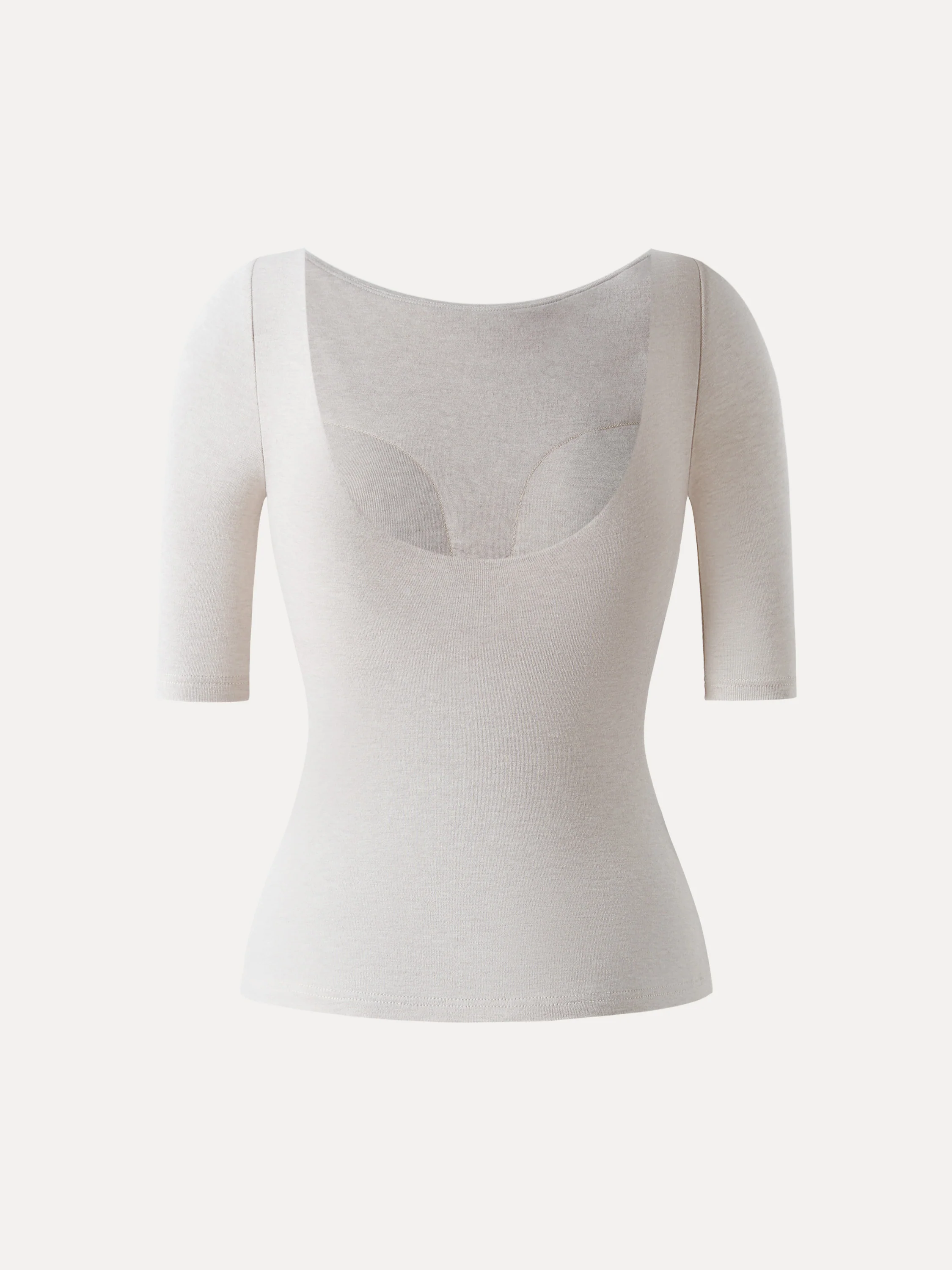 2Pcs Set Lyocell Cashmere Boatneck Elbow Length Sleeve Brami