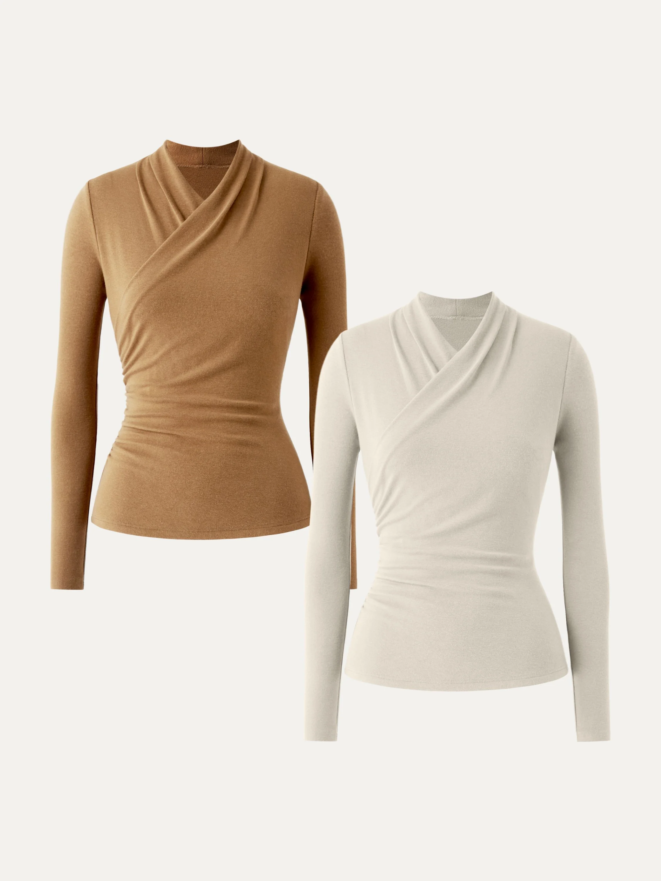 2-Piece Set Wrap Long-Sleeve Top