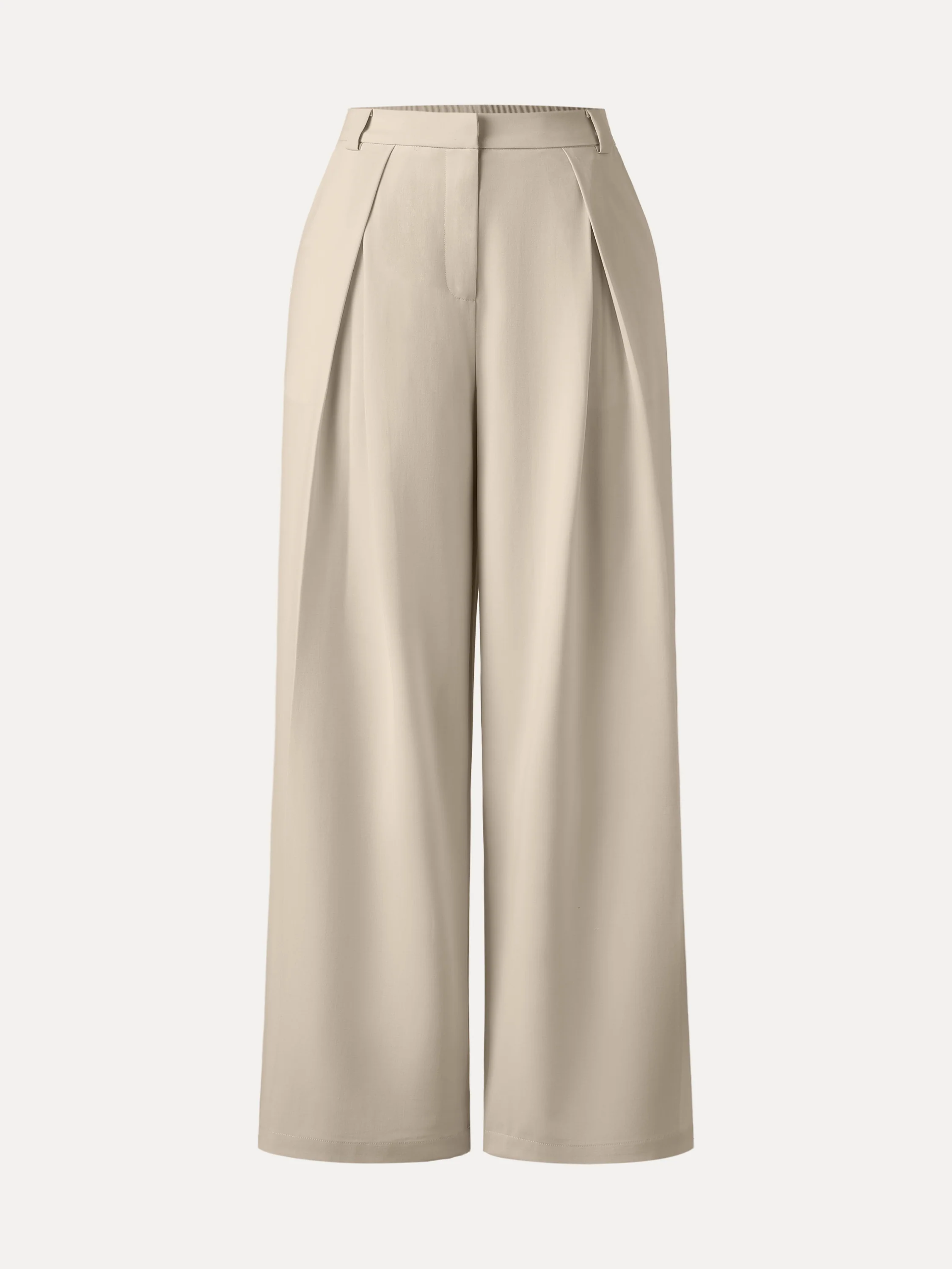 Tencel-Linen Pants Wrinkle-Free Tucked Wide Leg Trouser