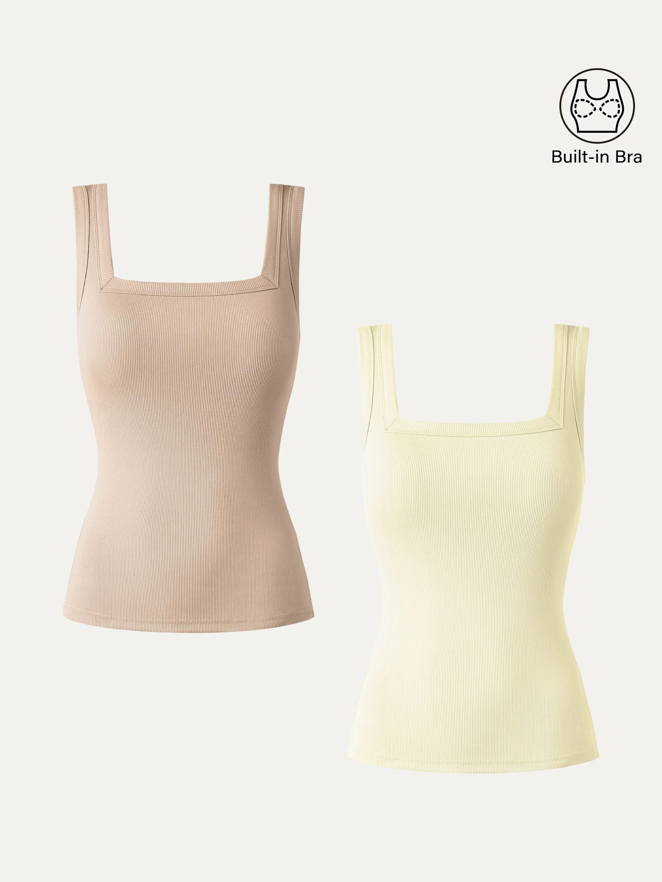 2-Piece Set Regular Slinky Square Open-Back Tank Top