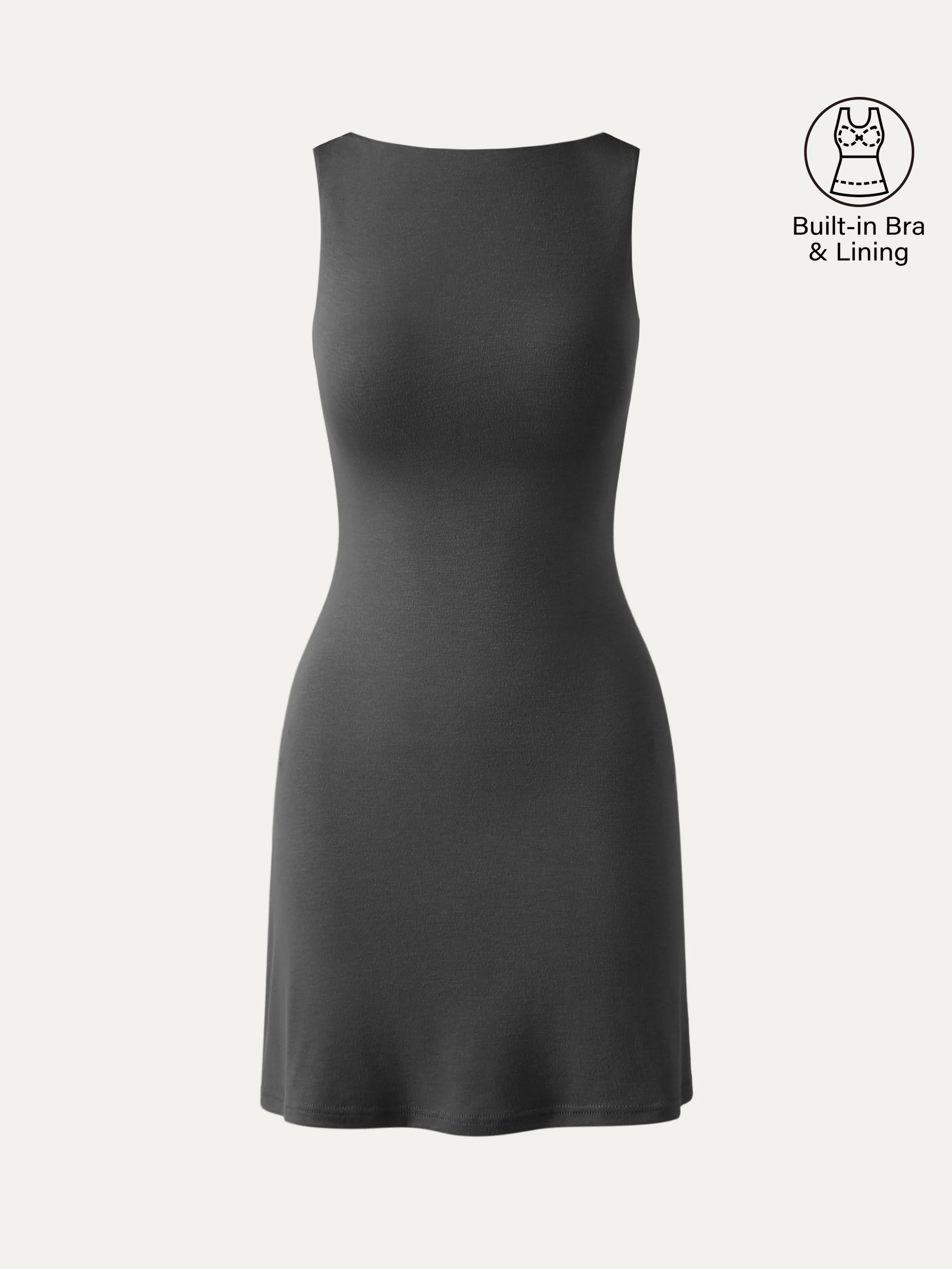 Cooling Open-Back Bandless Mini Dress with Bra Feature