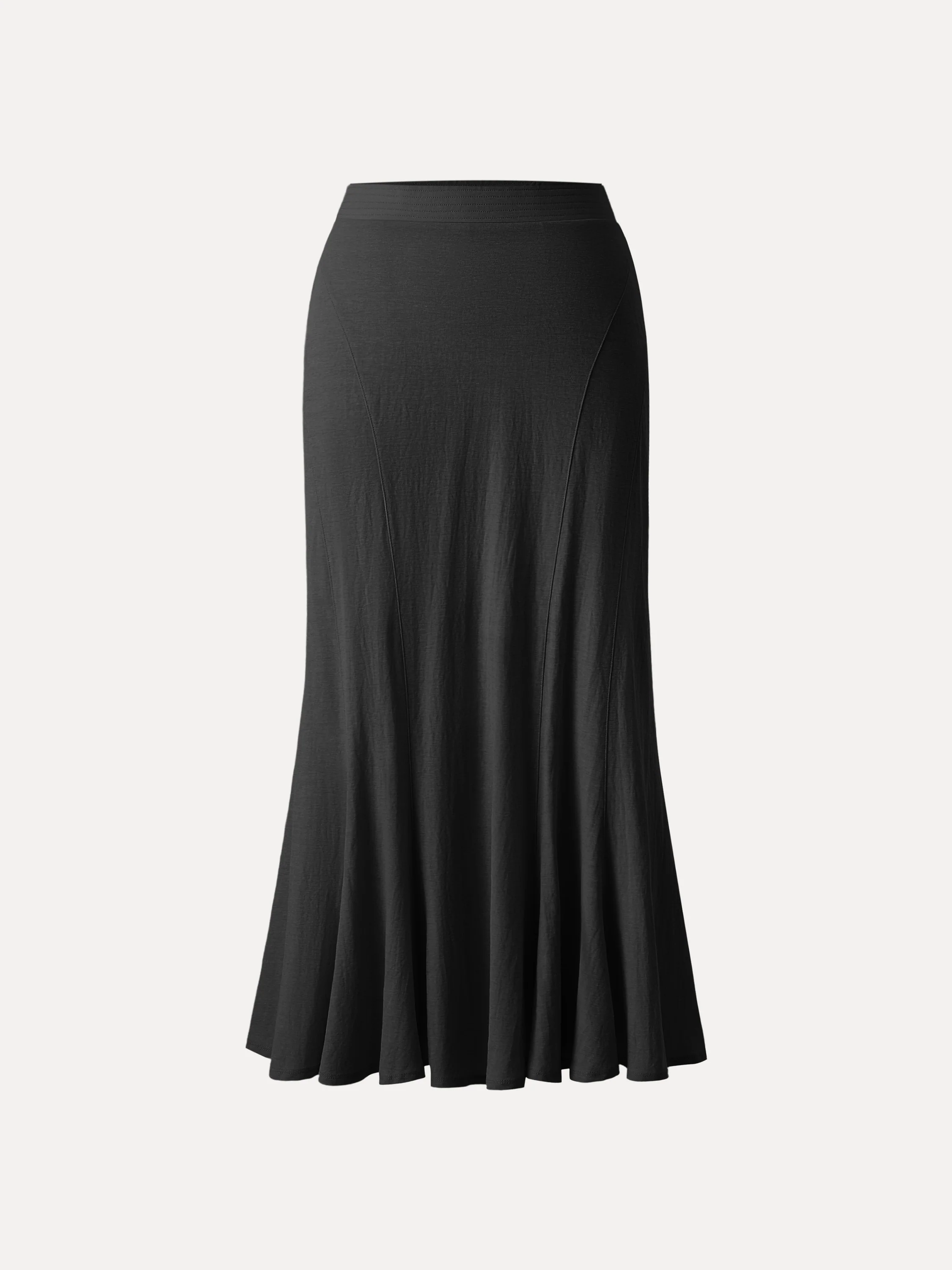 Wrinkle-resistant Cotton Linen Pull-on Midi Skirt