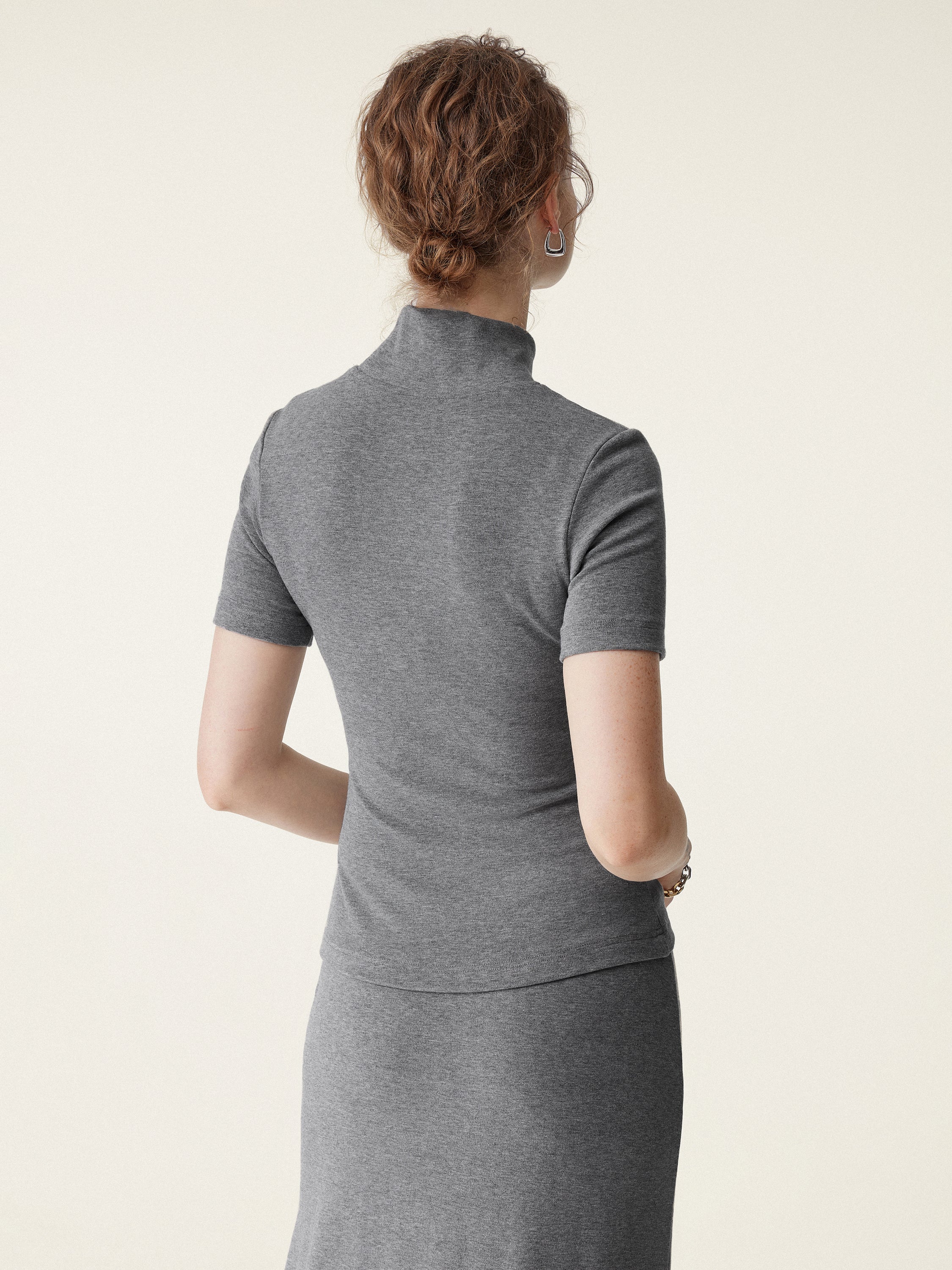 Soft Thermal Mockneck Short Sleeve Brami Top