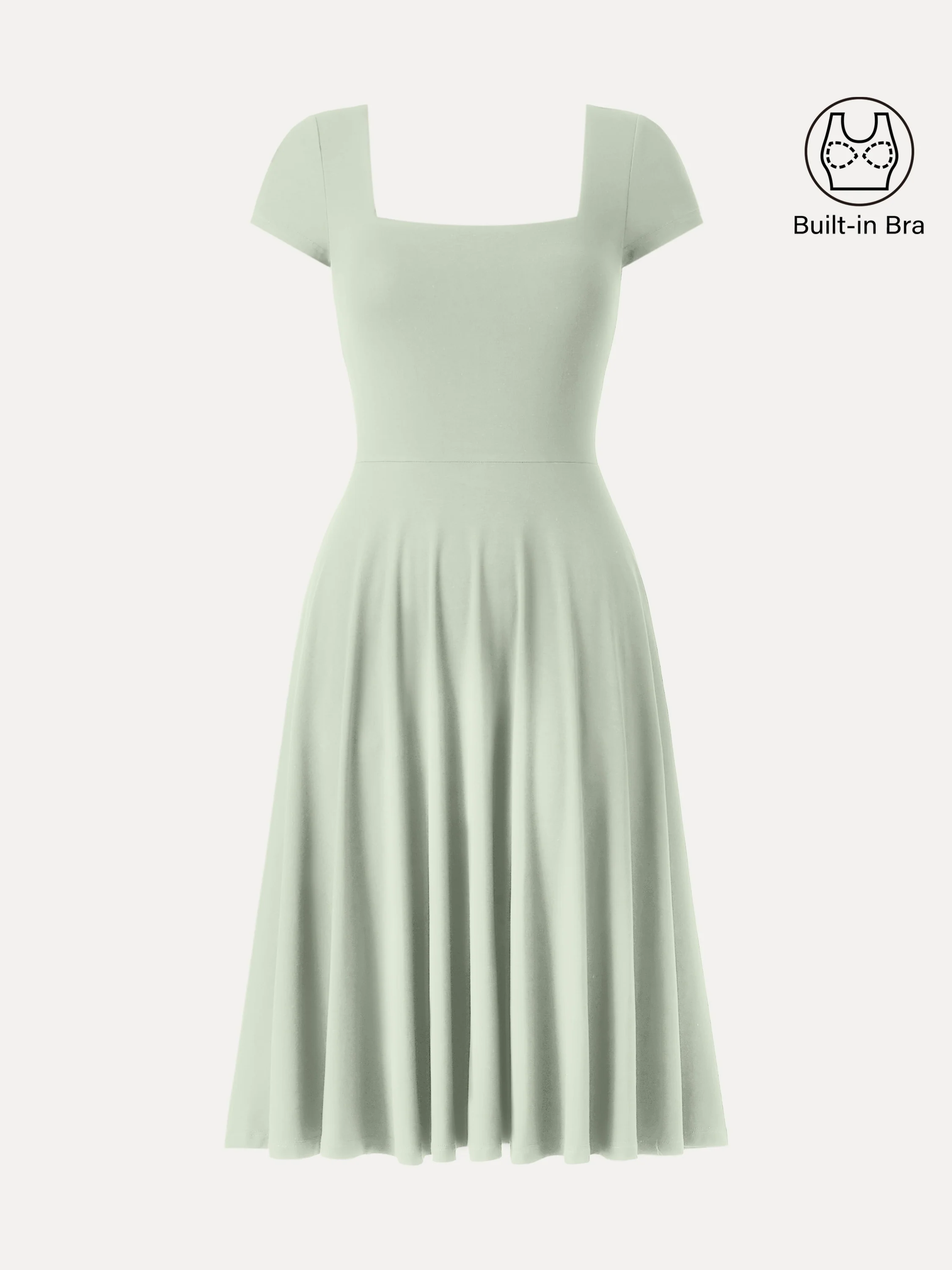 Flowy Square Neck Short Sleeve Midi Brami Dress