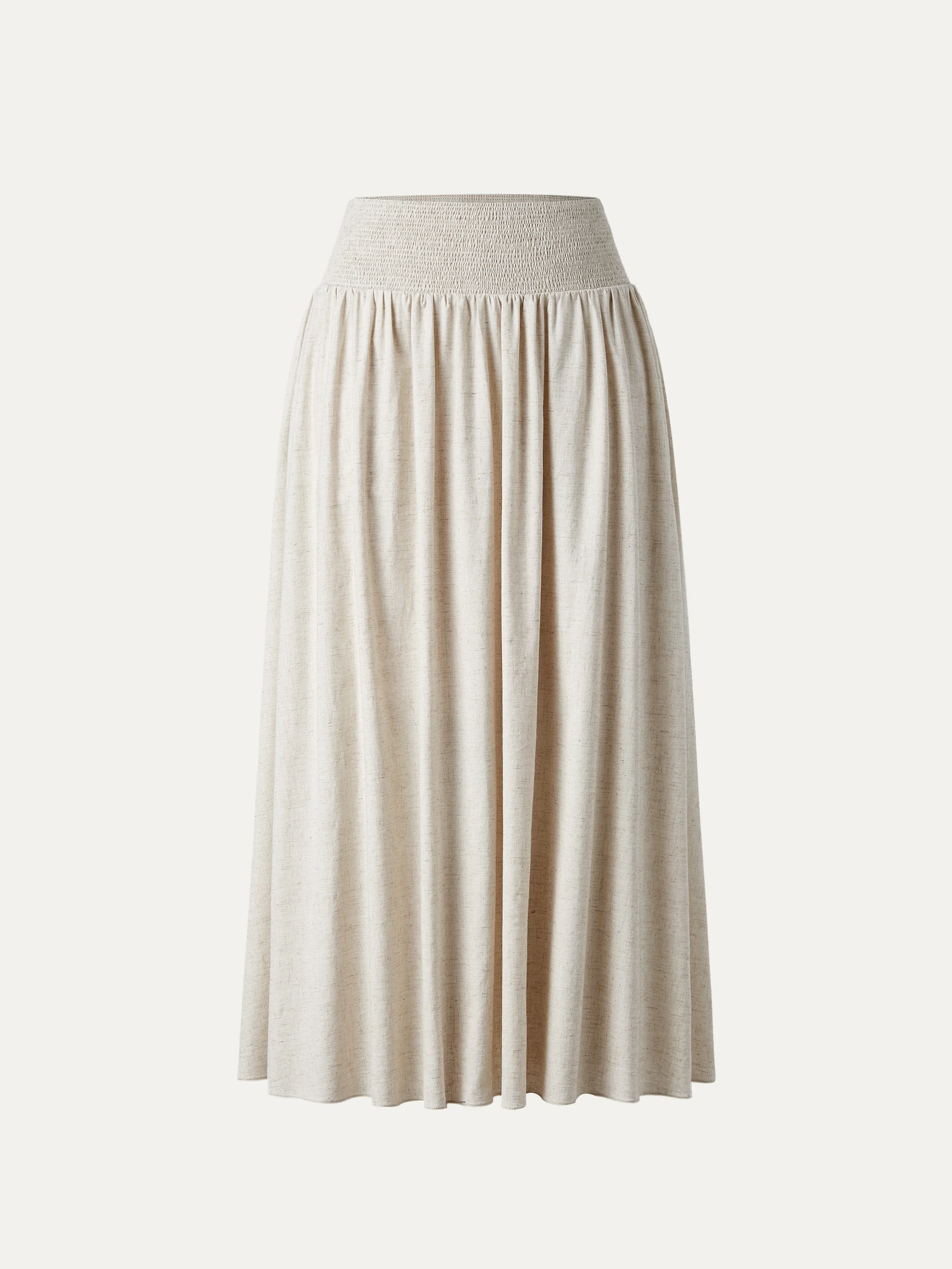 Linen Smocked Waist Skirt with Pockets