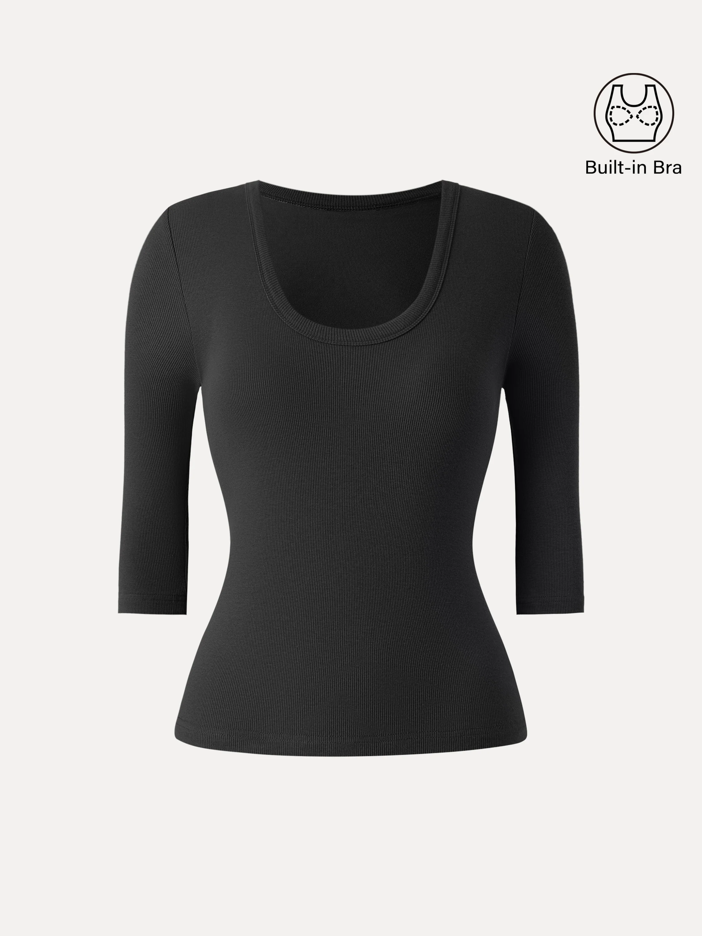 Essential Stretch Cotton U-neck 3/4 Sleeve Brami