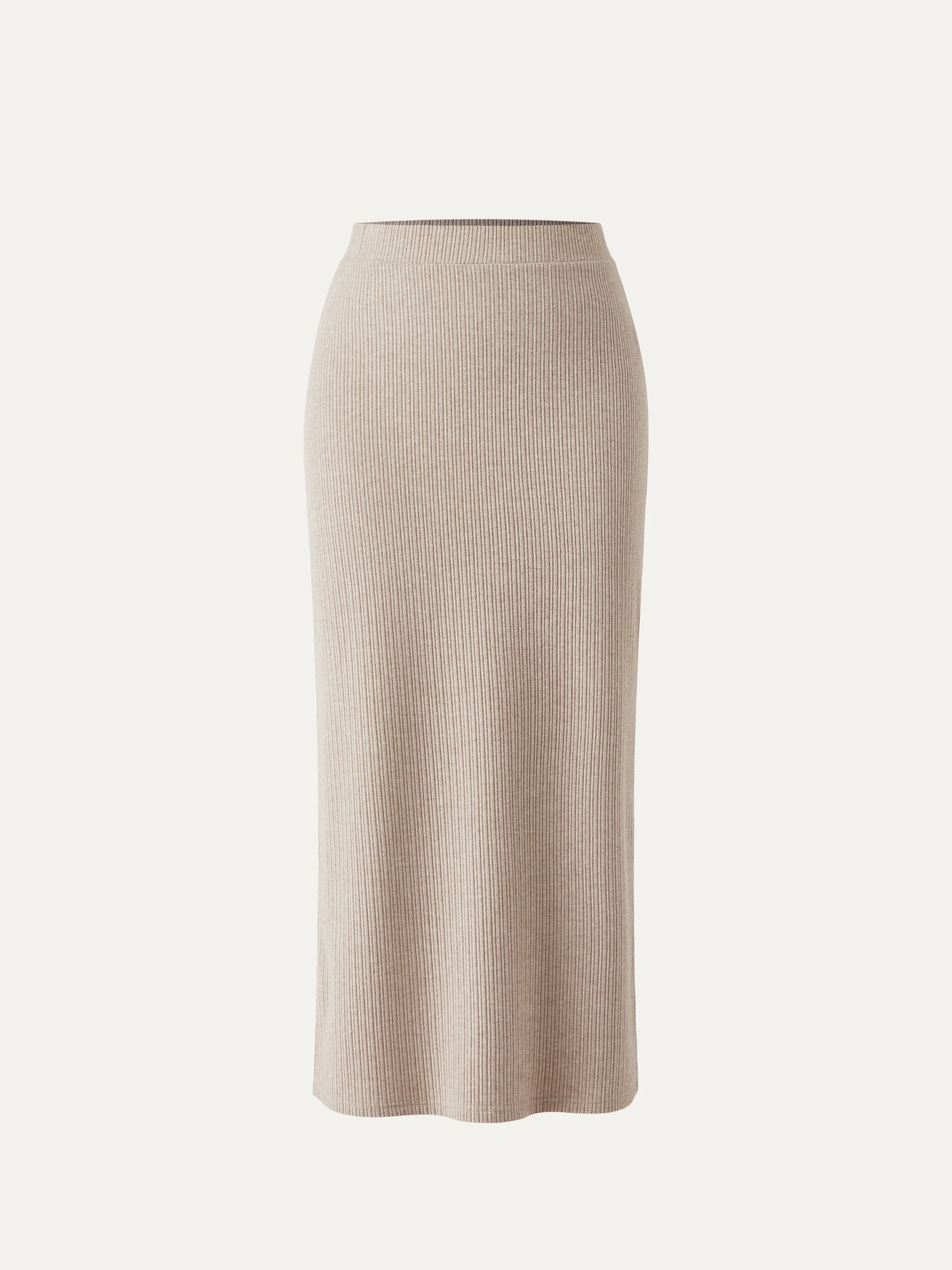 High-Waisted Split-Hem Mid-Length Skirt