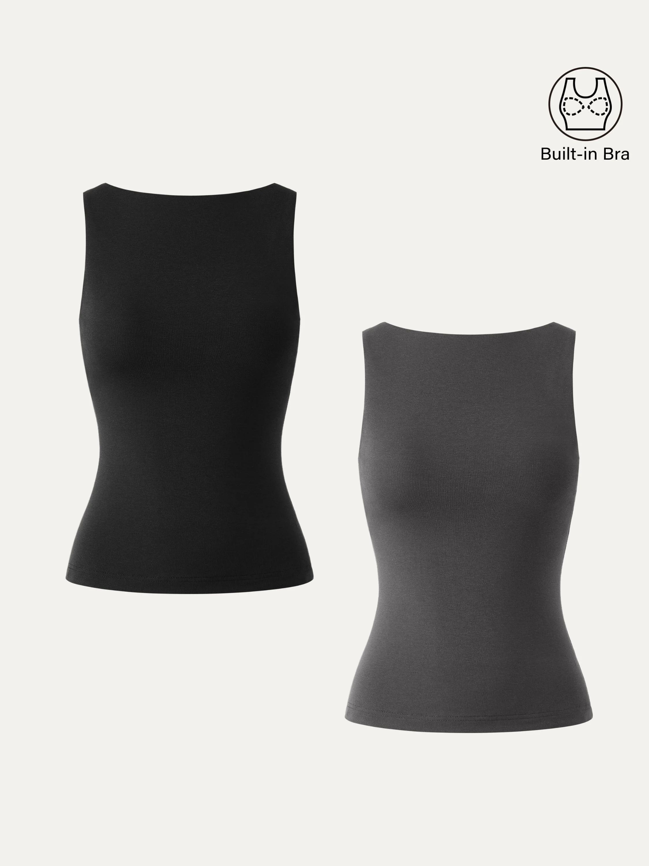 2Pcs Set Stretch Cotton Boatneck Brami Tank