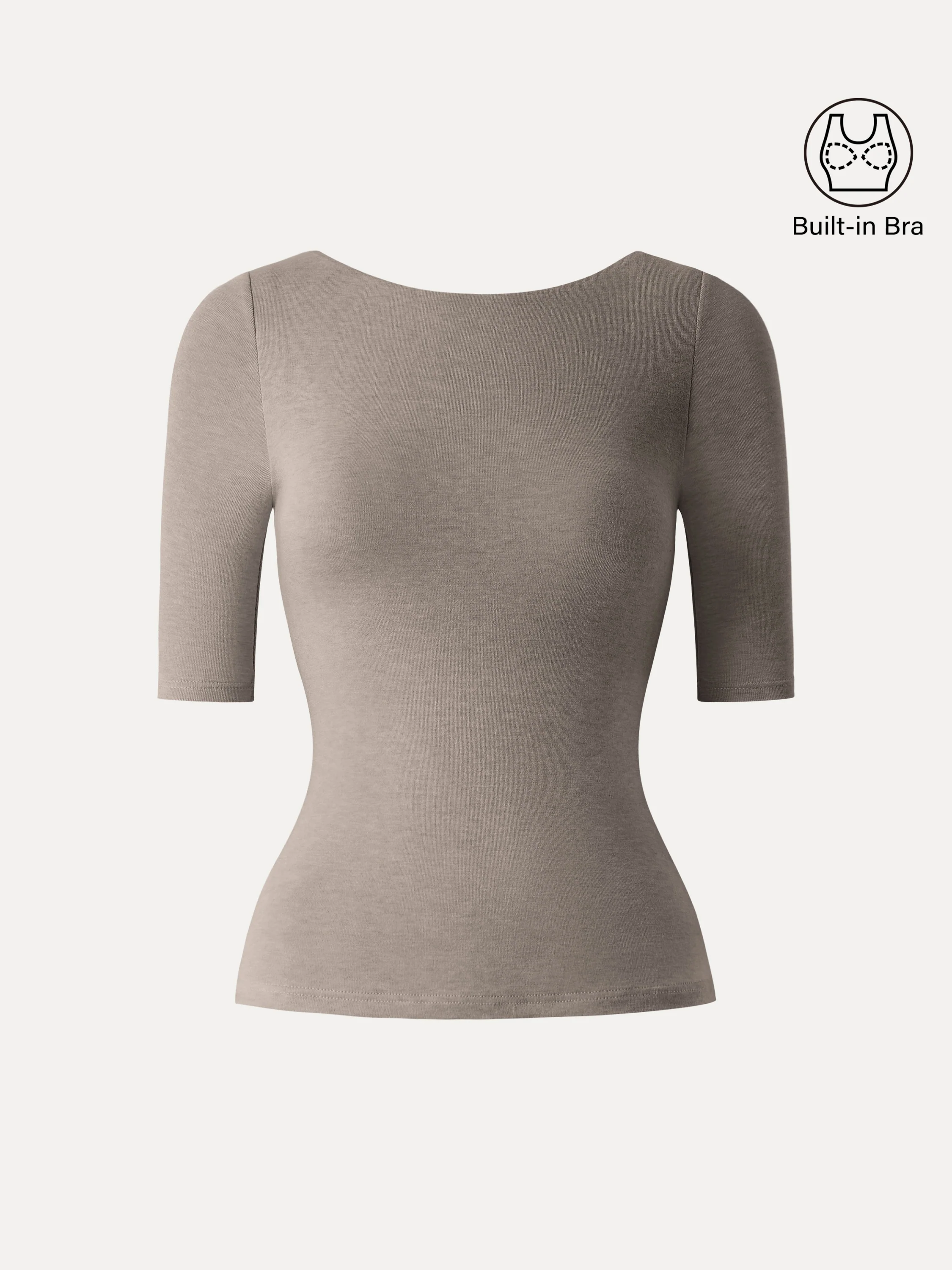 Essential Lyocell Cashmere Boatneck Elbow Length Sleeve Brami