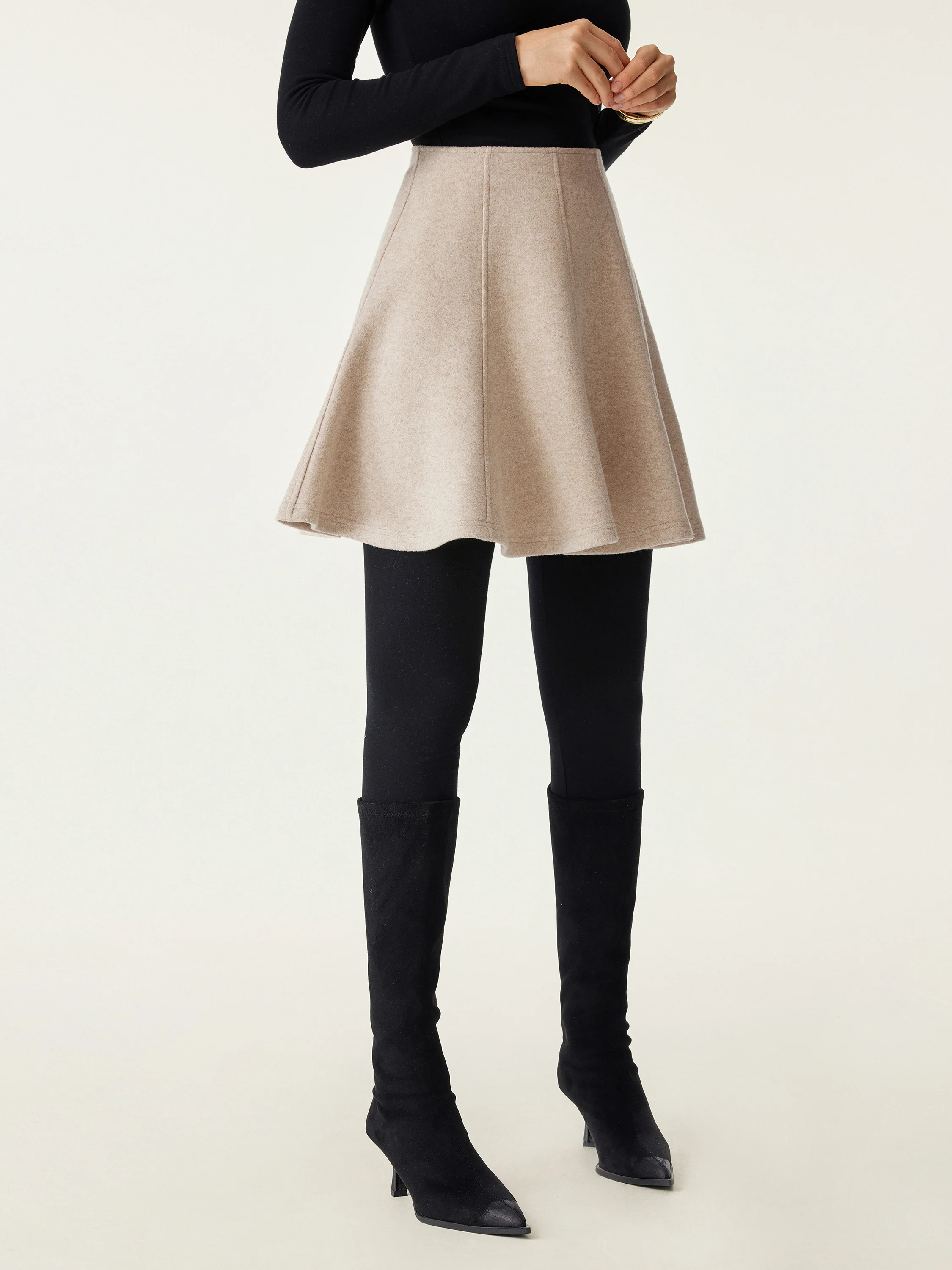 High-Waisted Flared Hem Mini Skirt