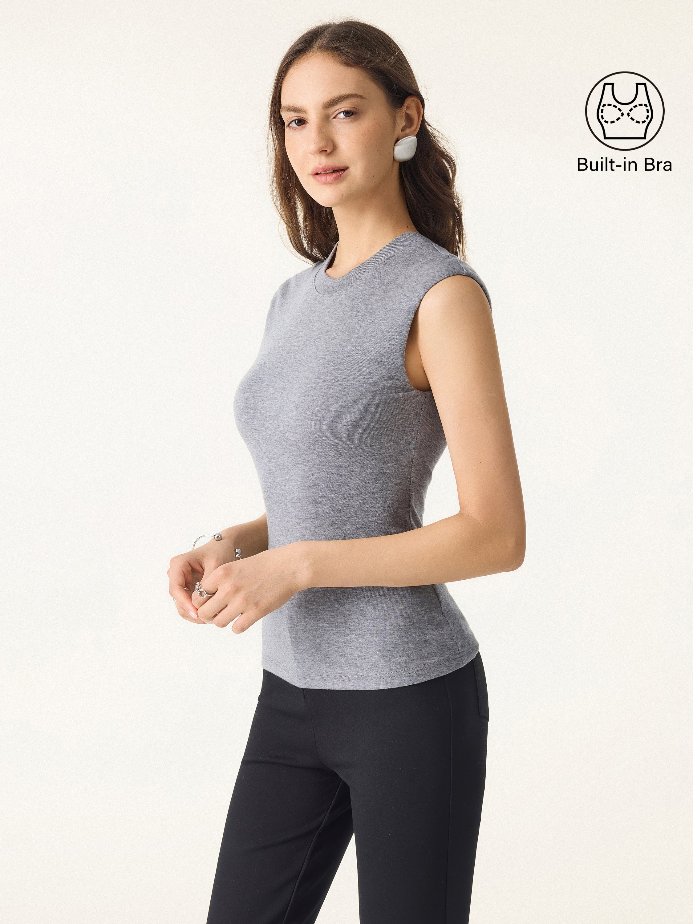 Lyocell Cashmere Crew Neck Wide Shoulder Bralette