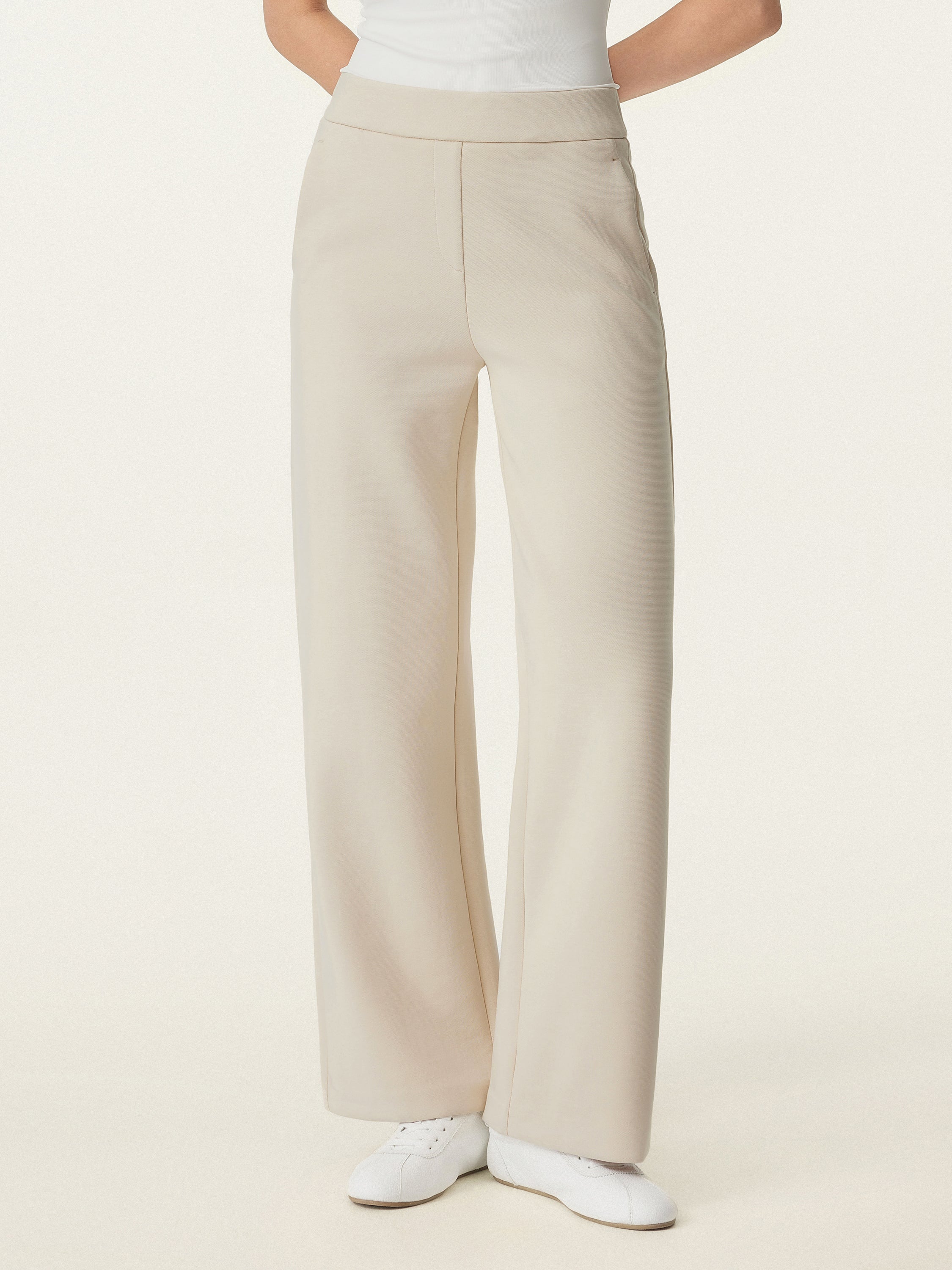 Textured Mid-Rise Pull-On Straight Pants with Pockets