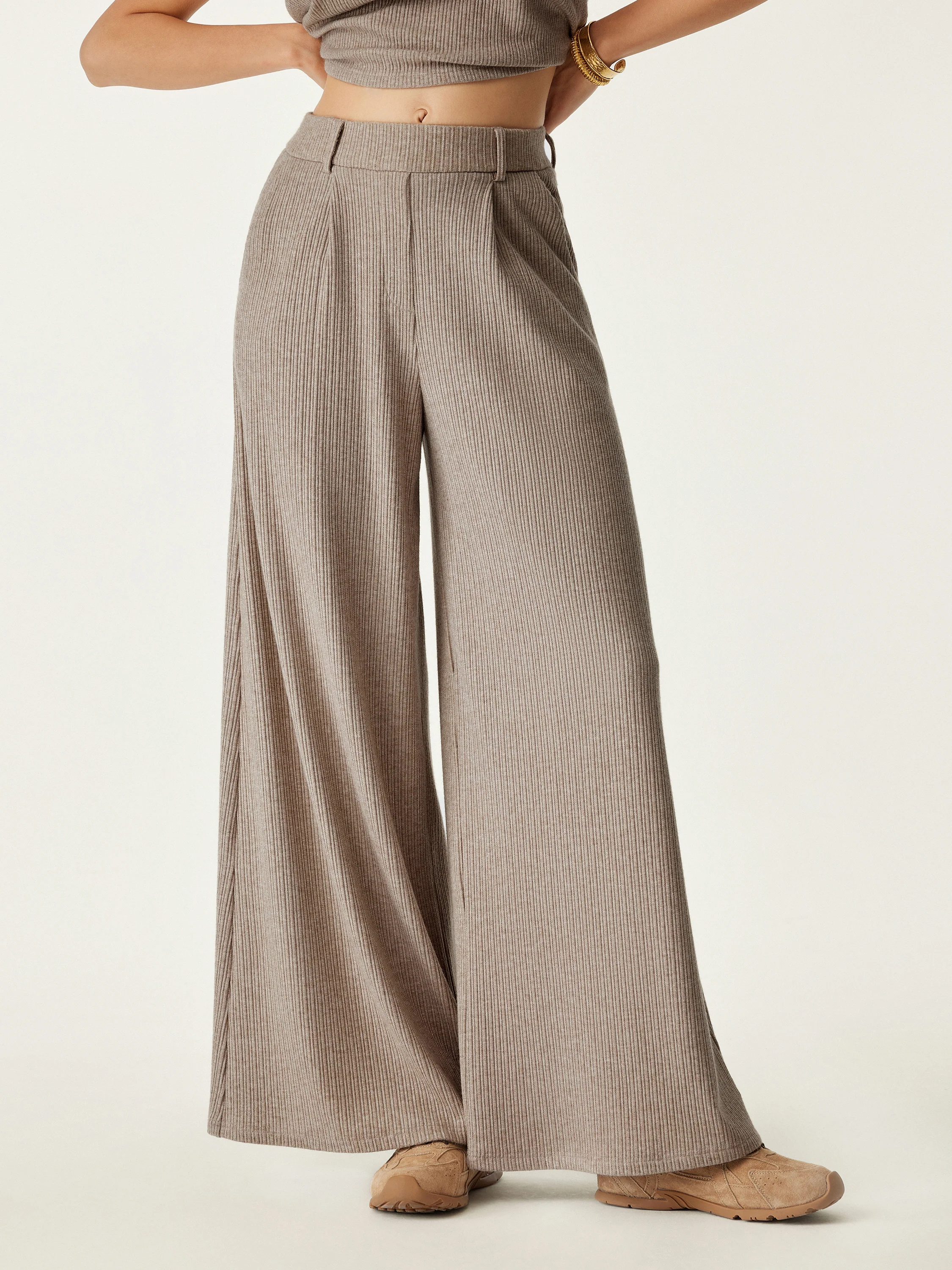 High-Waisted Pleated Wide-Leg Pants