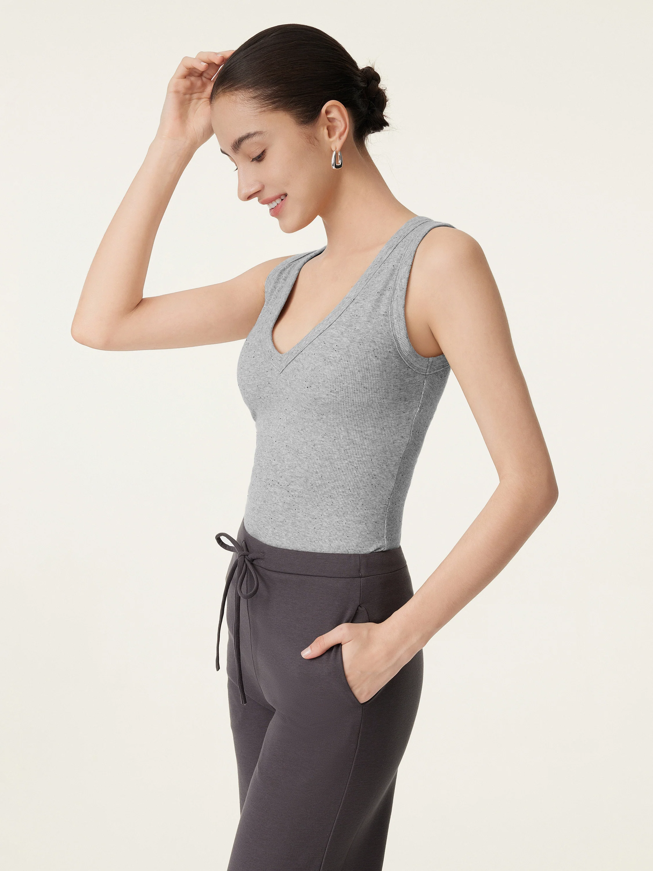 Stretchy V-neck Cotton Airy Tank Top