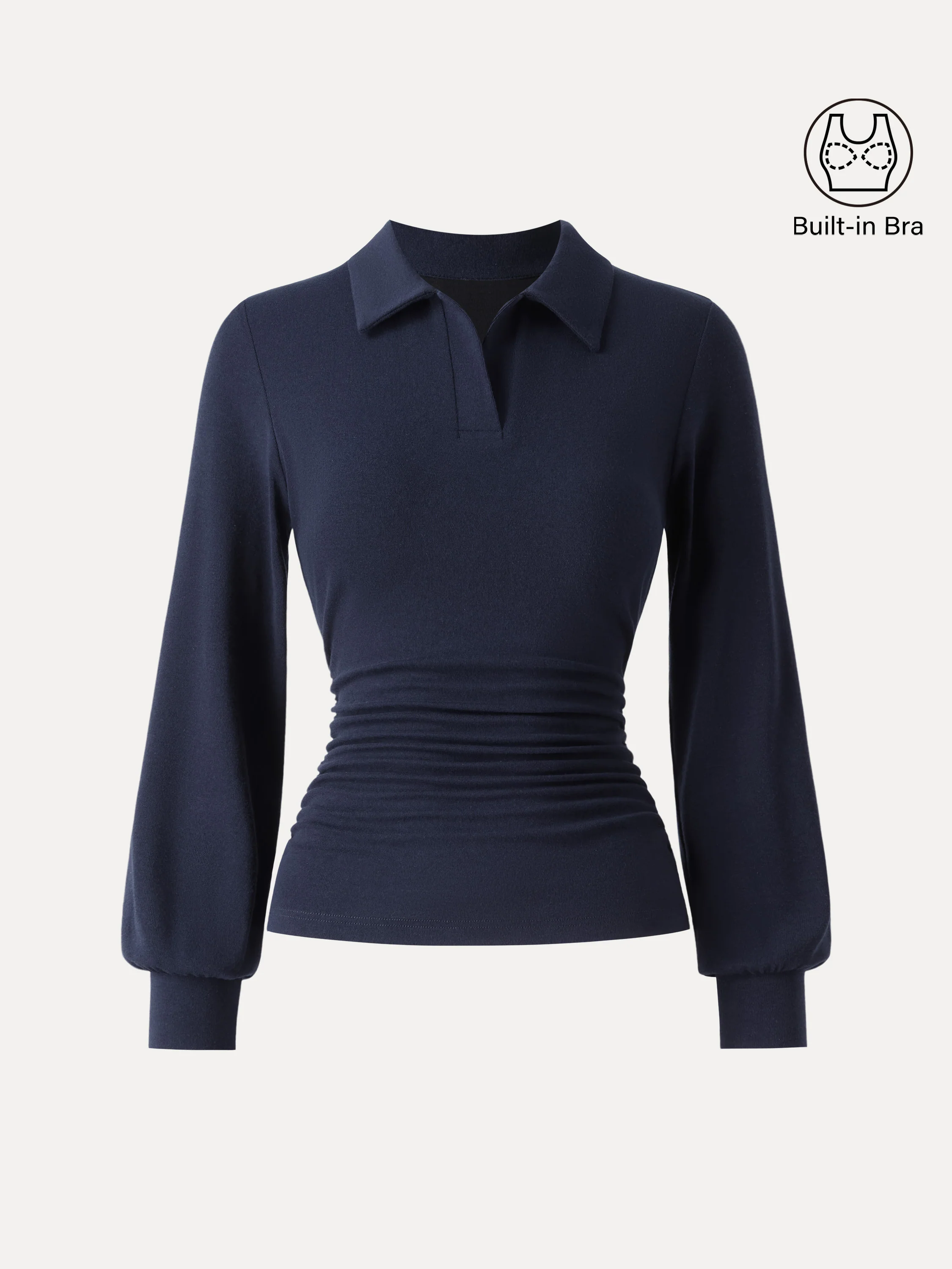 Warm Light Polo Neck Side-Ruched Crop Top