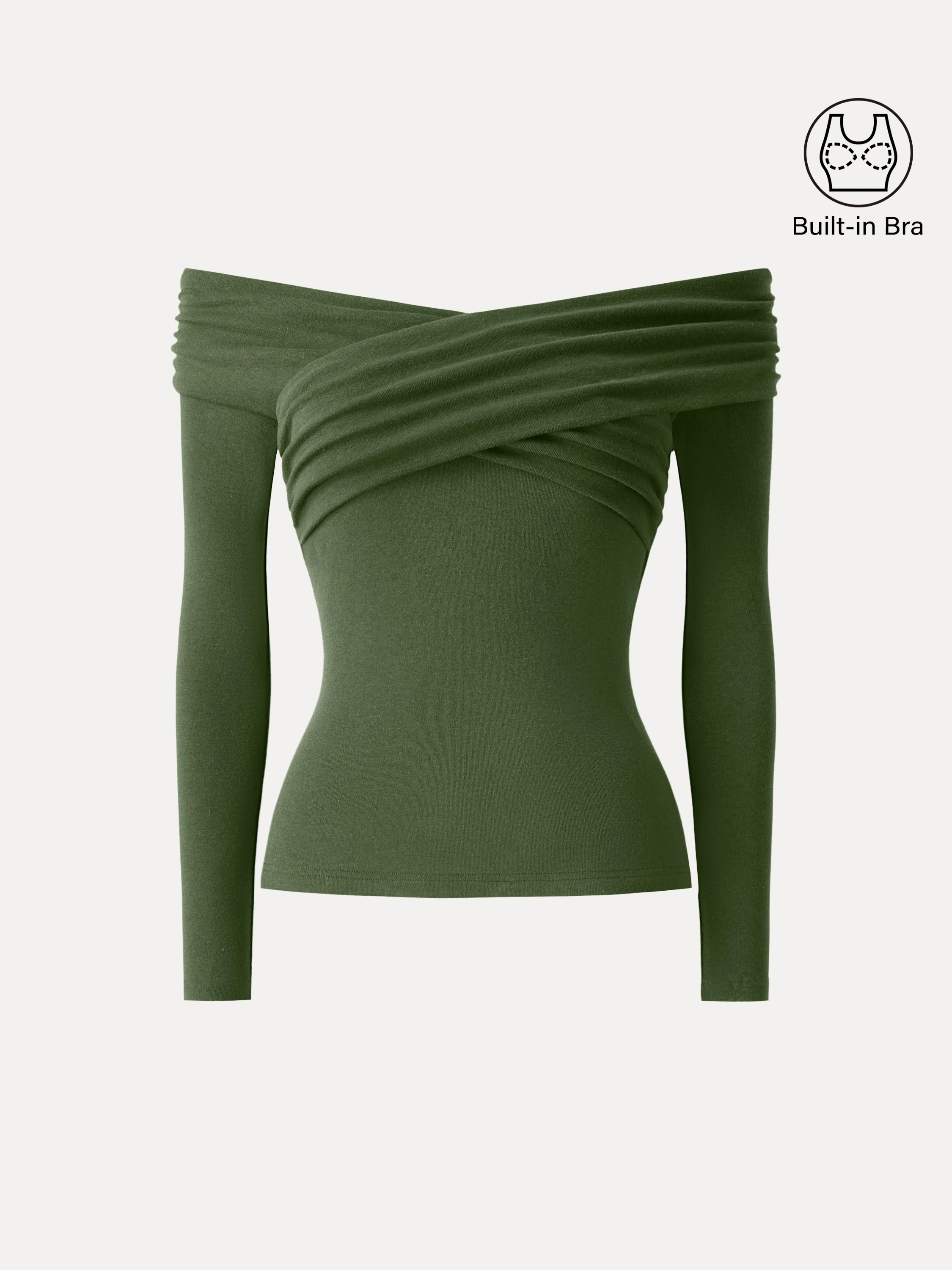 Light Warm Criss-Cross Off-Shoulder Bra Top