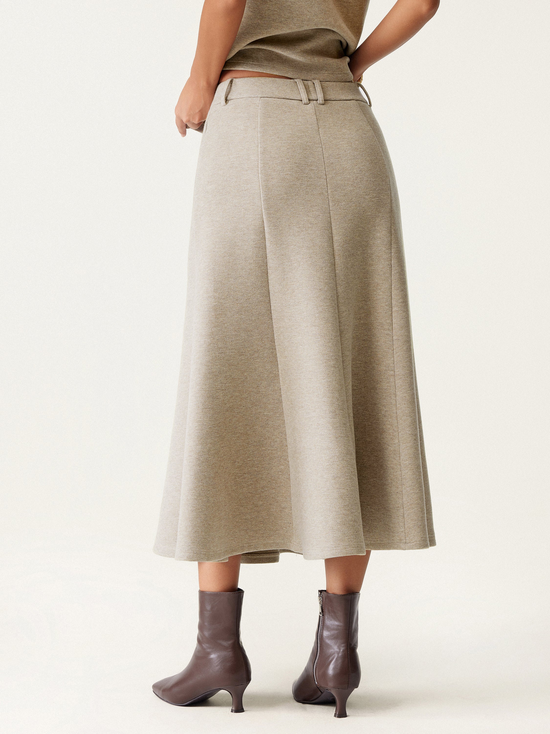 2-Piece Set Split Hem Top and High-Waisted Midi Skirt