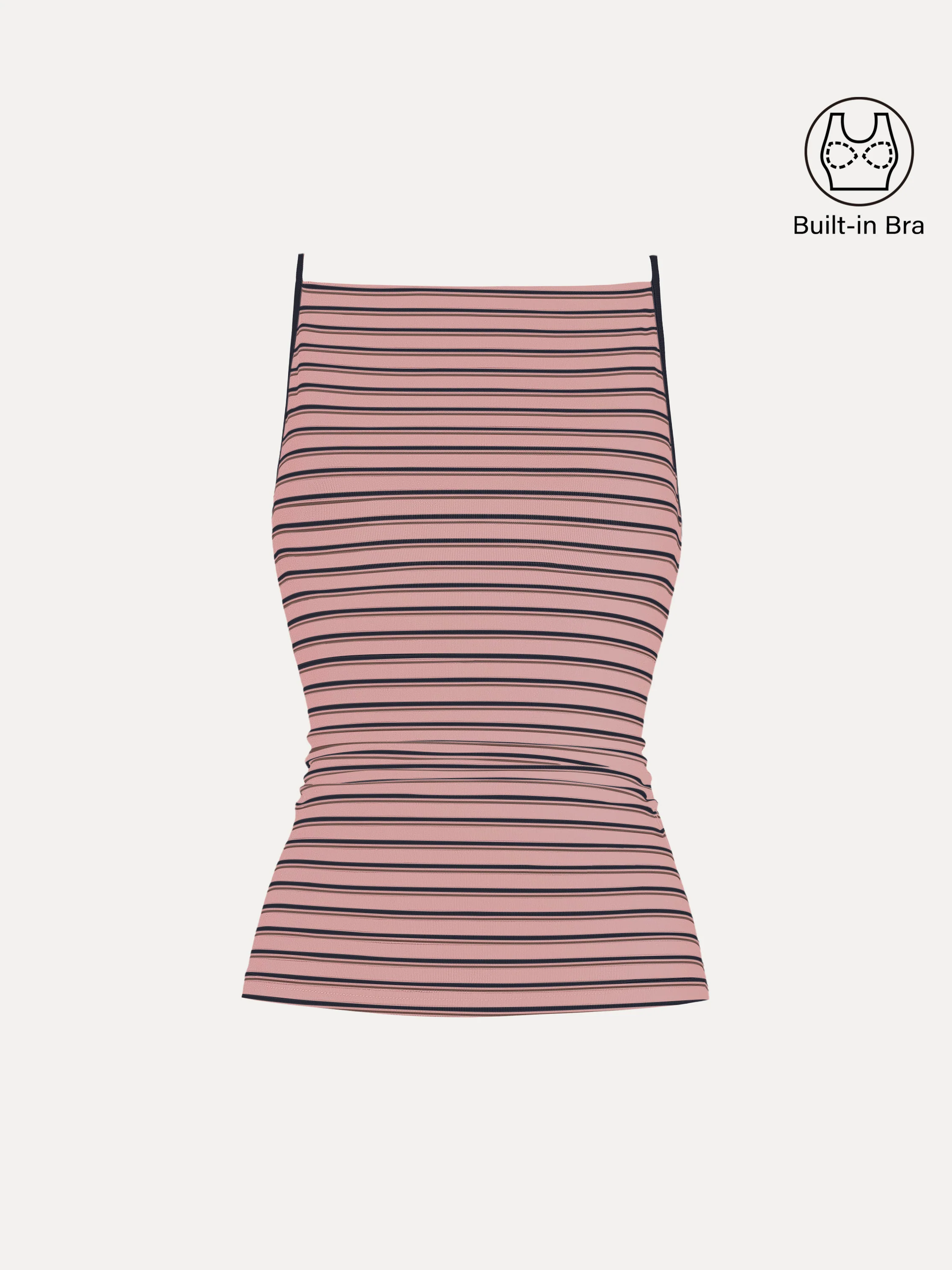 Striped Side-Ruched Spaghetti Airy Bra