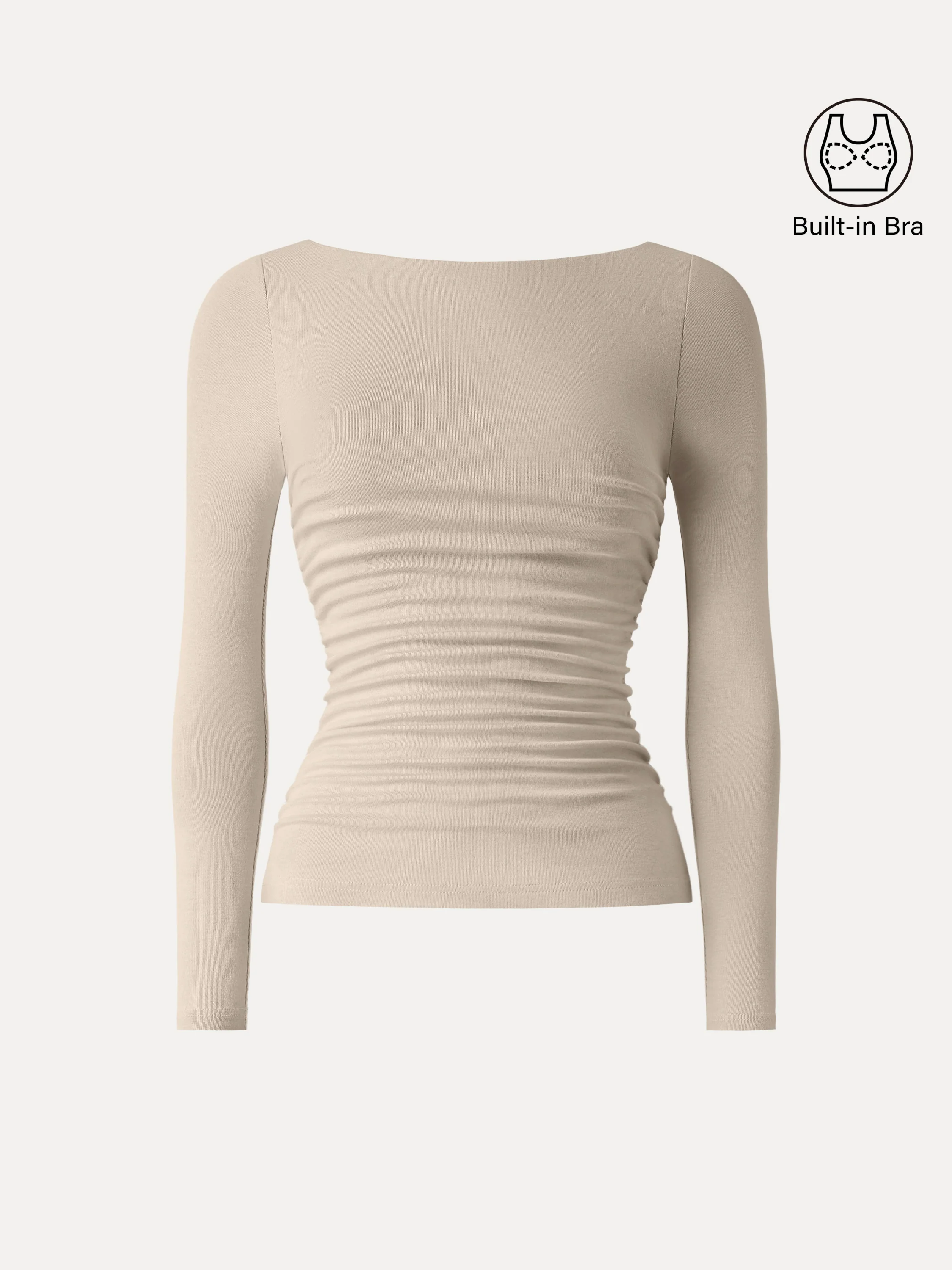 Light Warm Boatneck Ruched Brami Top