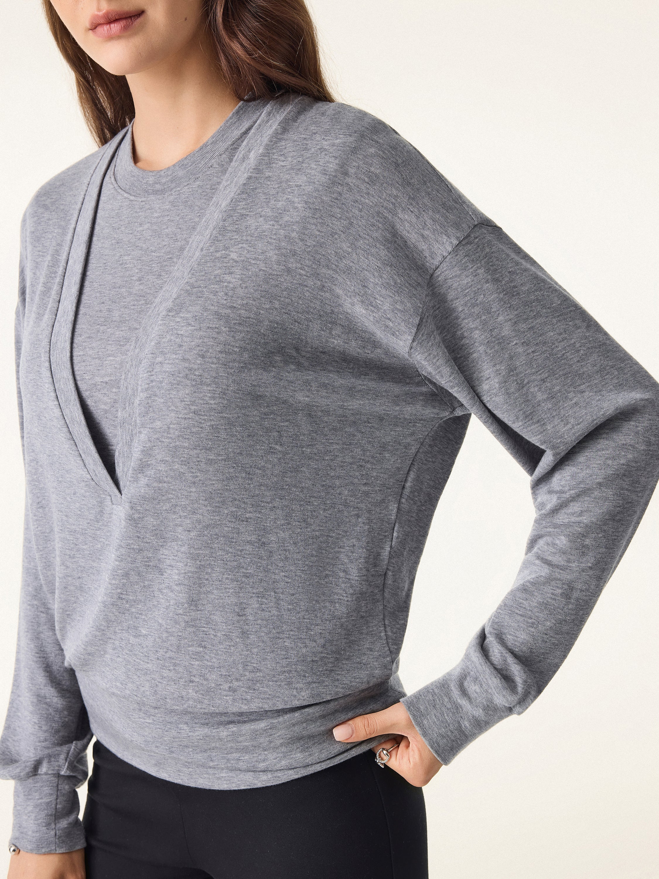 Lyocell Cashmere V-neck Drop-Shoulder Top