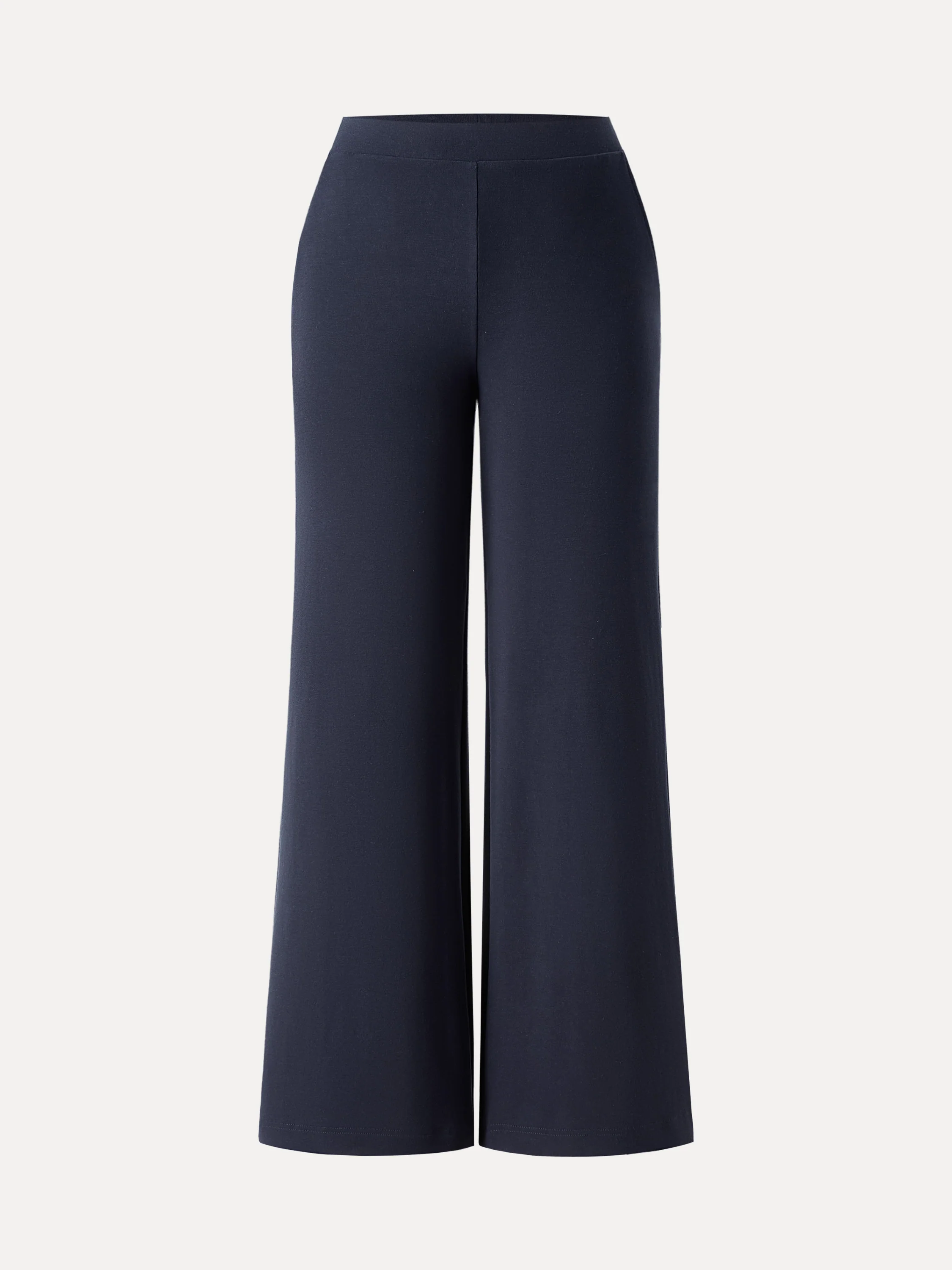 Lyocell Wool Mid Rise Wide Leg Pull-on Pants with Pockets