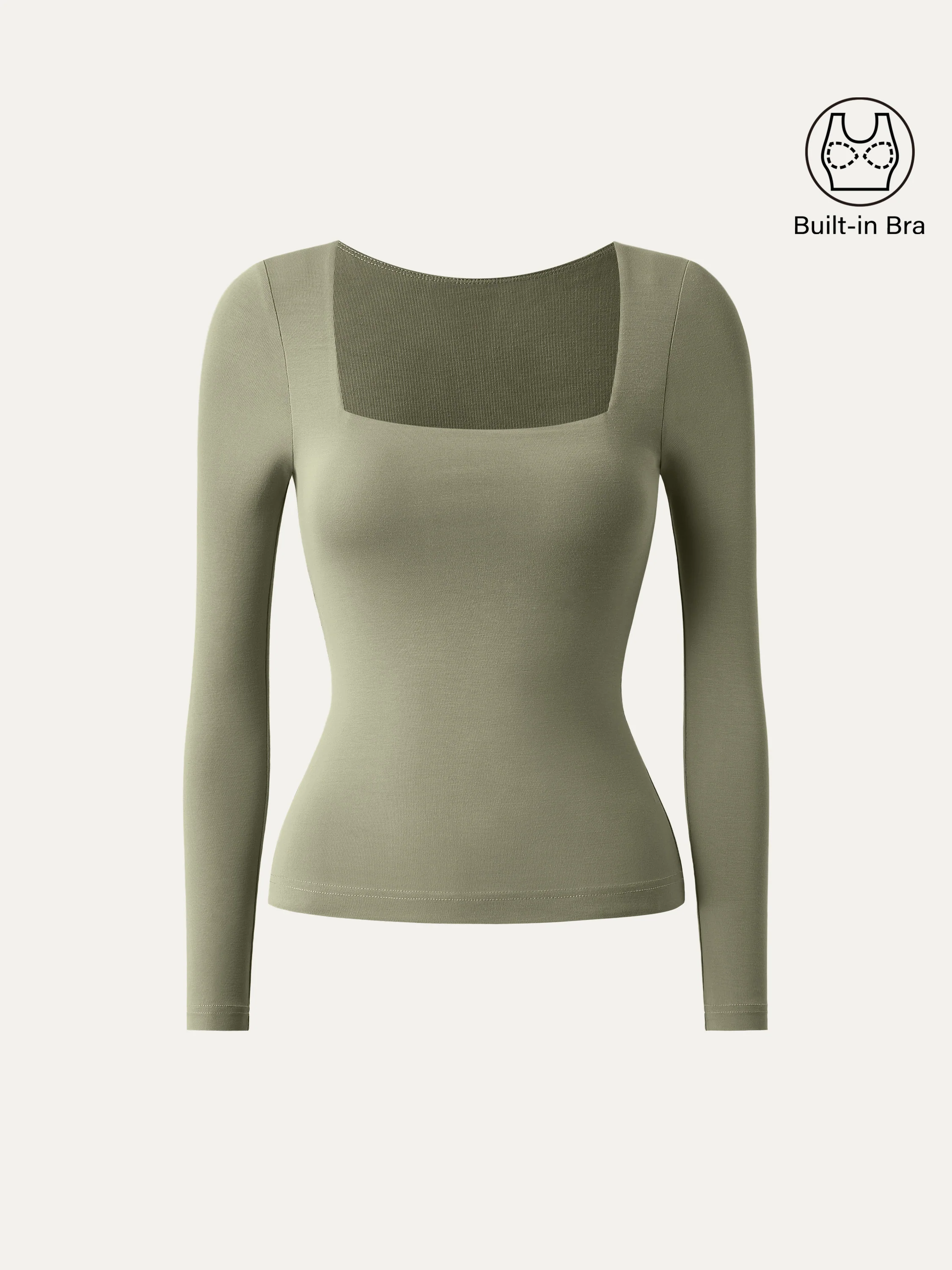 Square Neck Long Sleeve Breathable Brami