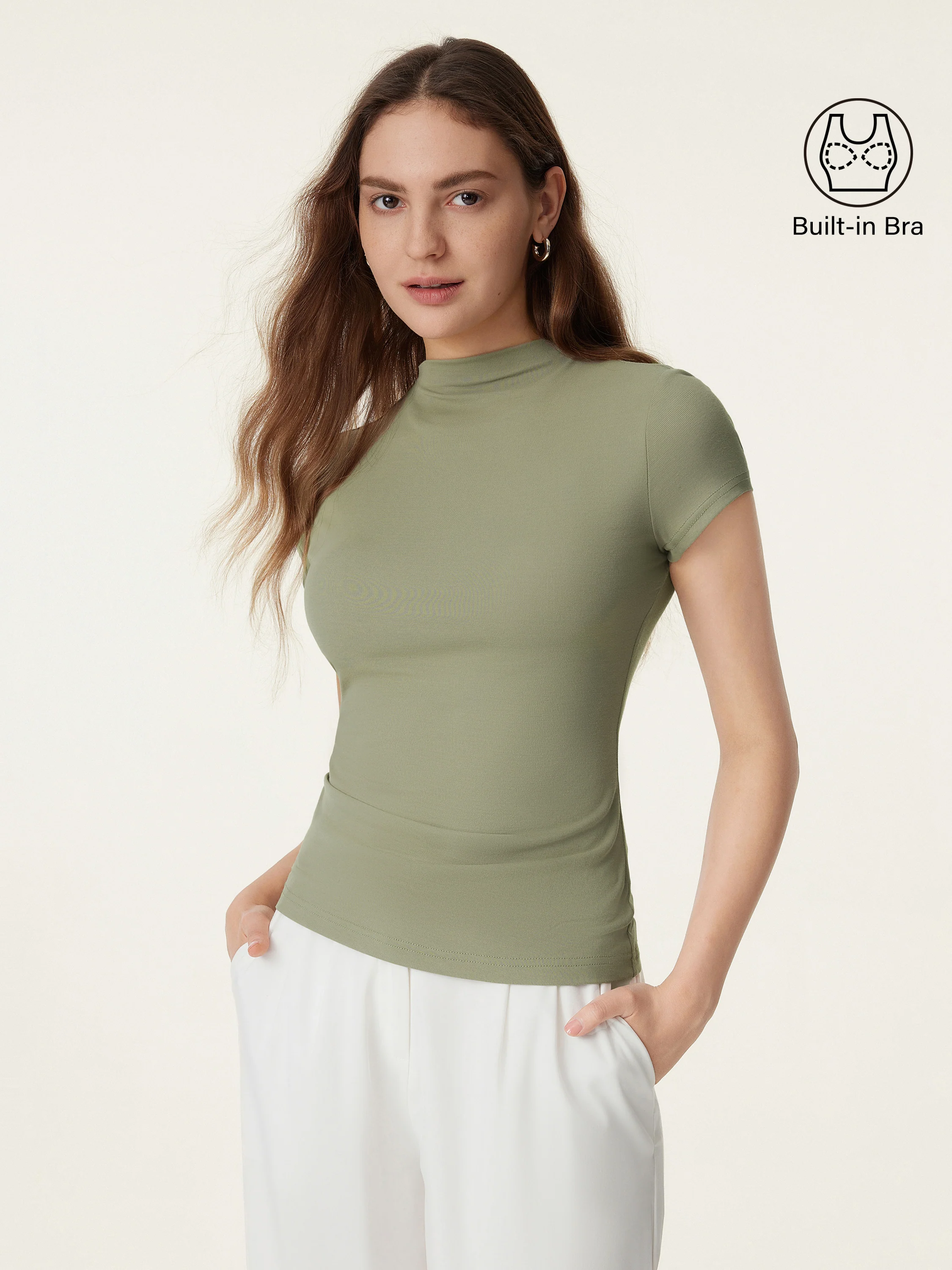 Mockneck Short Sleeve Breathable Sports Bra