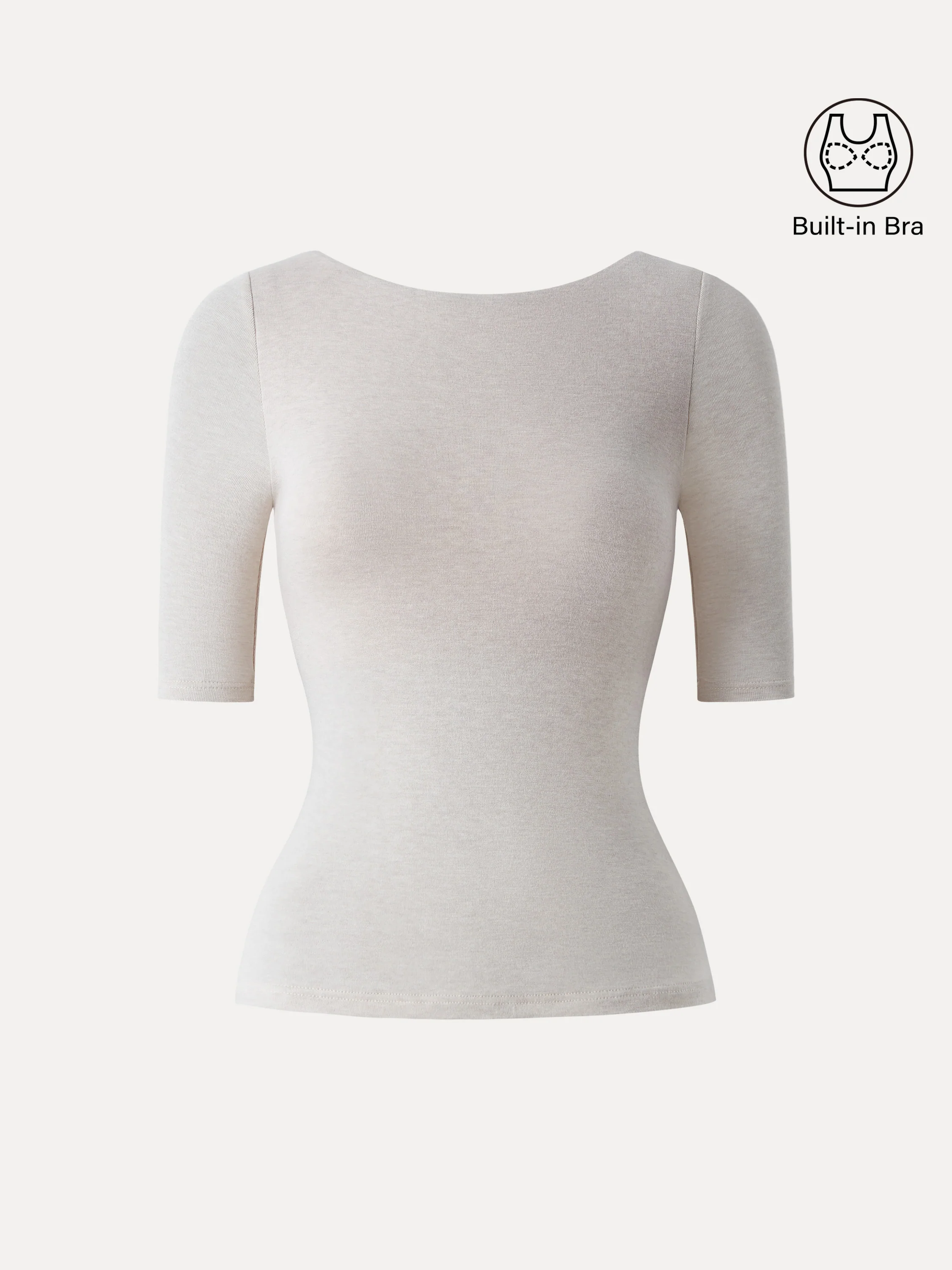 Essential Lyocell Cashmere Boatneck Elbow Length Sleeve Brami