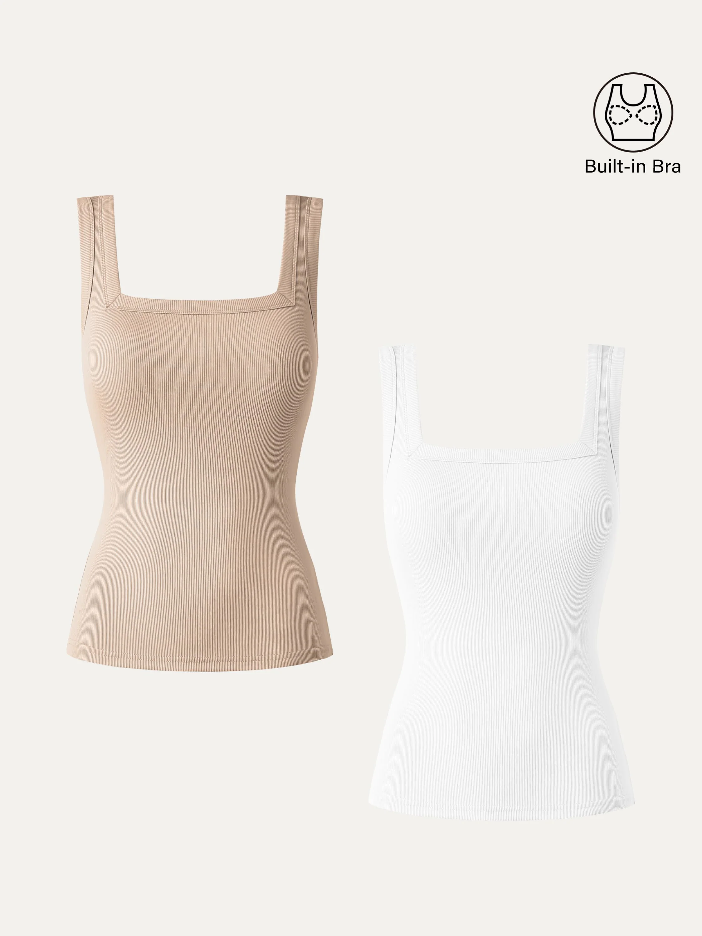 2-Piece Set Regular Slinky Square Open-Back Tank Top