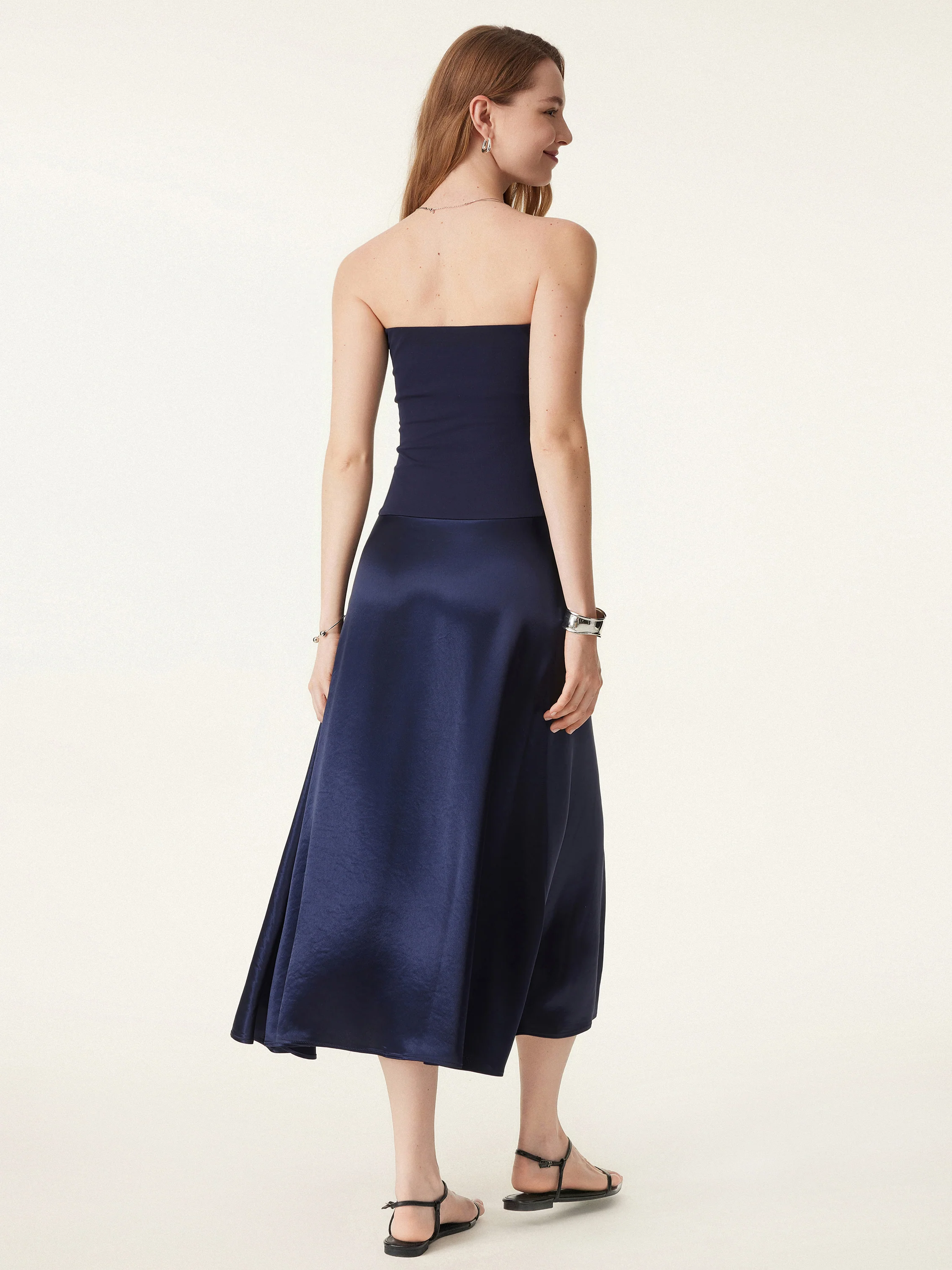 Midnight Acetate Non-slip Strapless Midi Dress