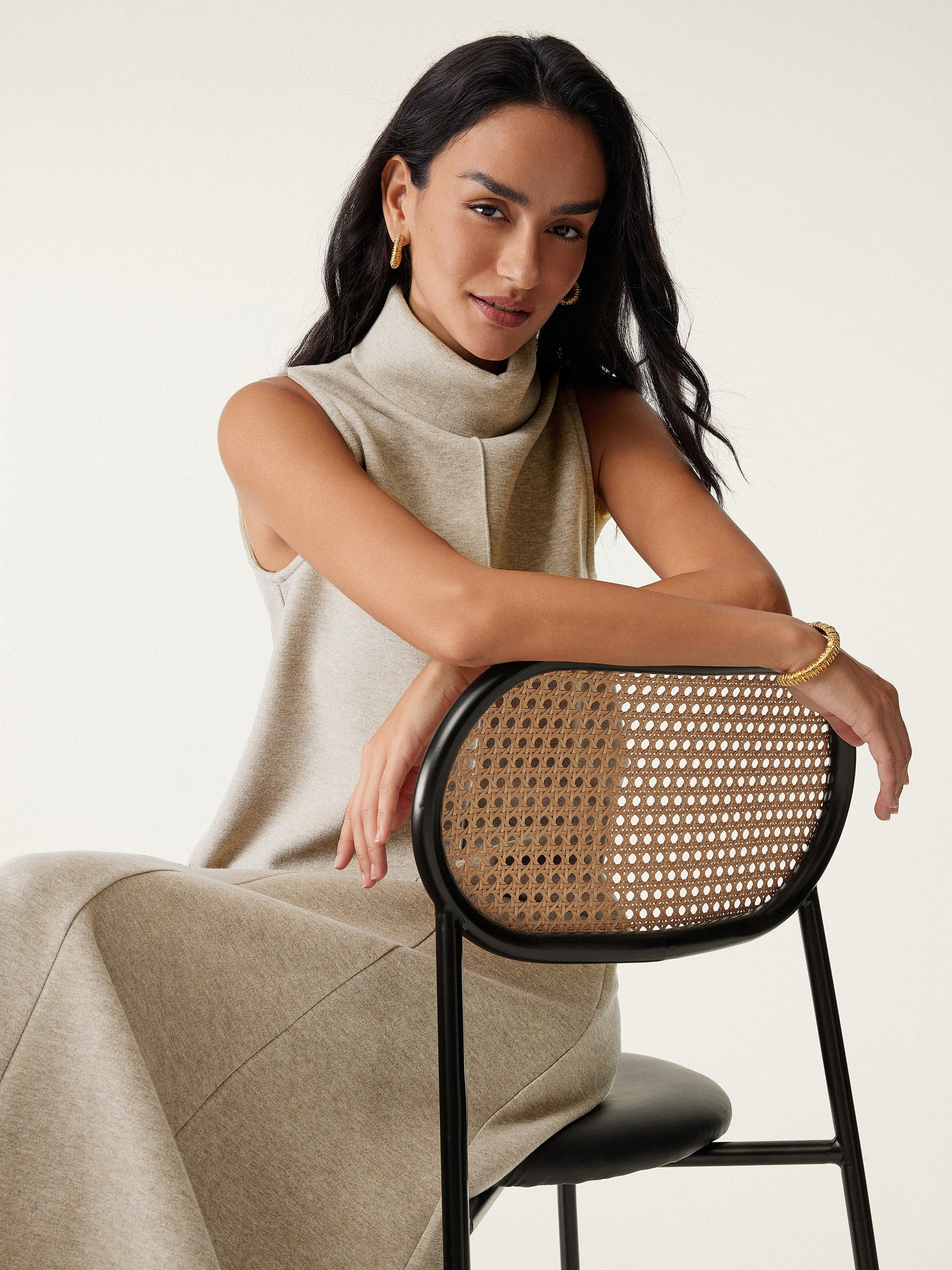 Turtleneck Split-Hem Top