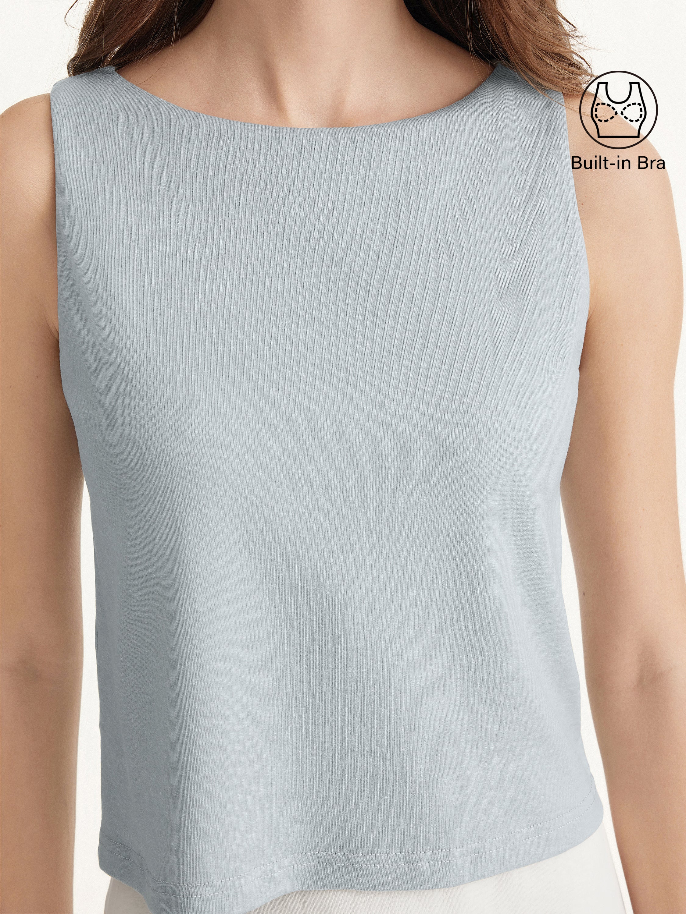 Cotton-Linen-Luxe Cropped Boatneck Brami Tank