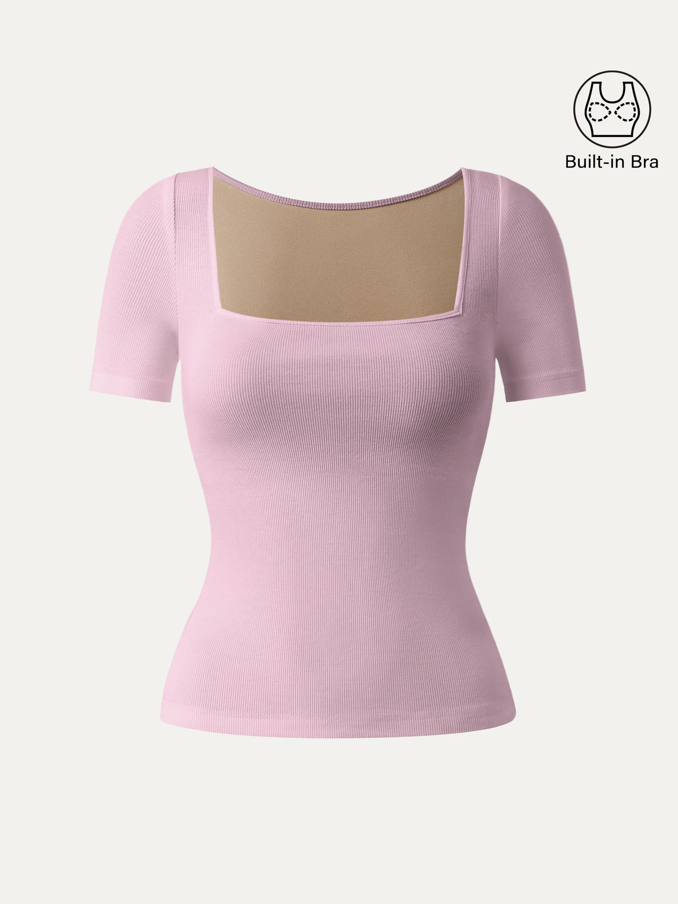Square Neck Short Sleeve Cotton Breathable Bra