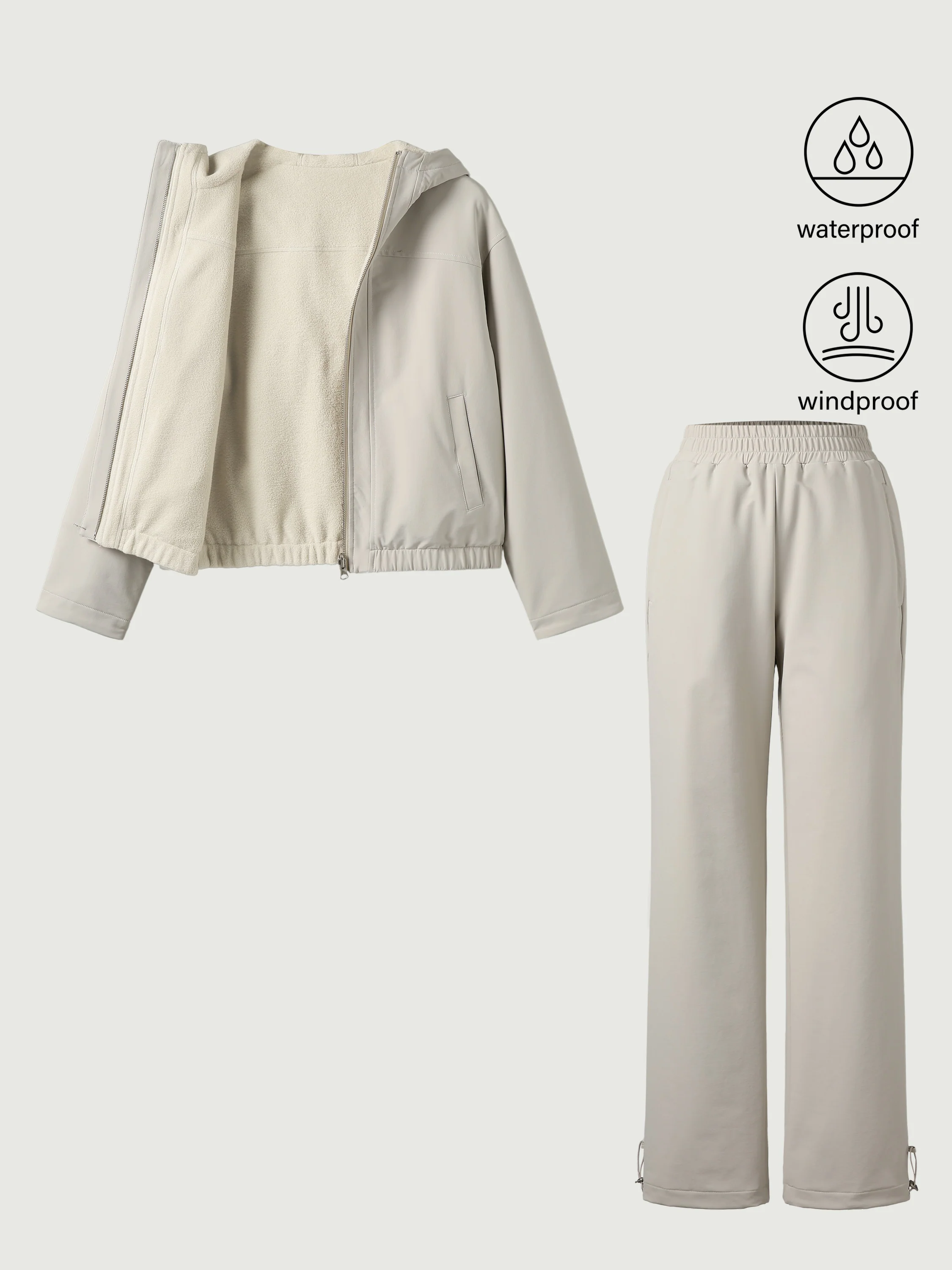 2-Piece Set Waterproof Reversible Jacket and Elastic Waist Pants