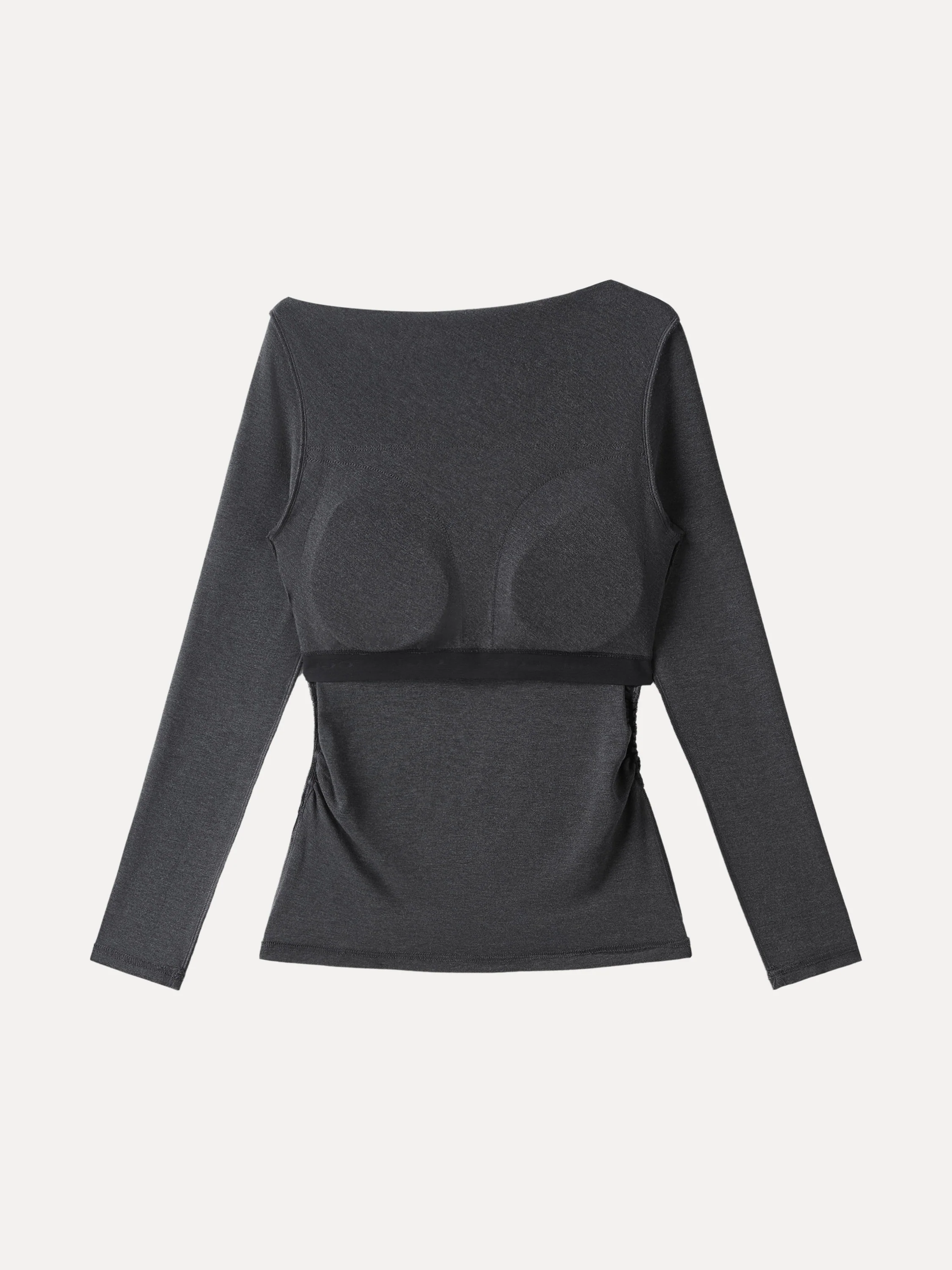 Light Warm Asymmetrical Fold-Over Side Ruched Brami Top