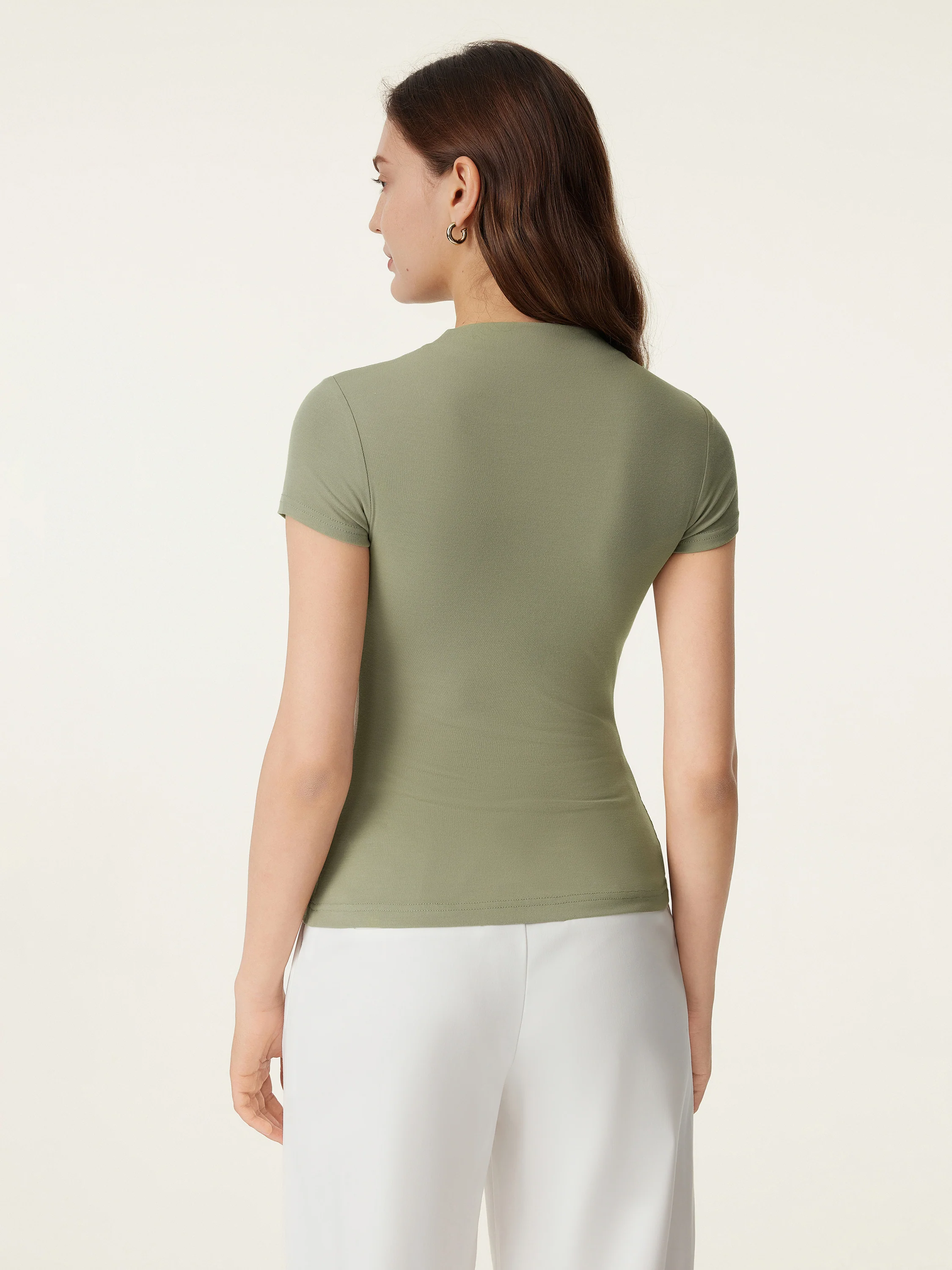 Mockneck Short Sleeve Breathable Sports Bra